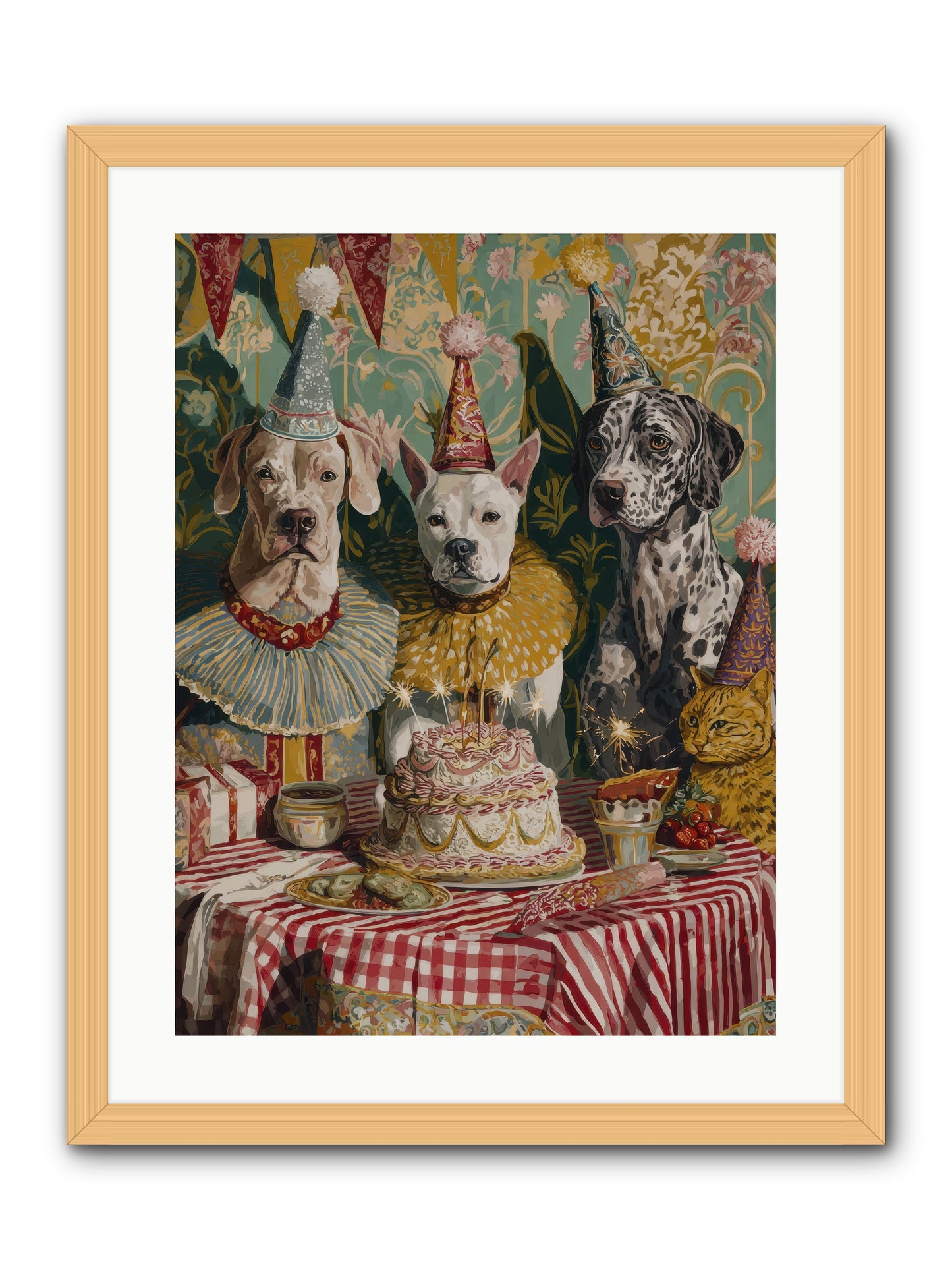 Jubilant Gathering at Teatime -- Framed Print - Natural 18x24