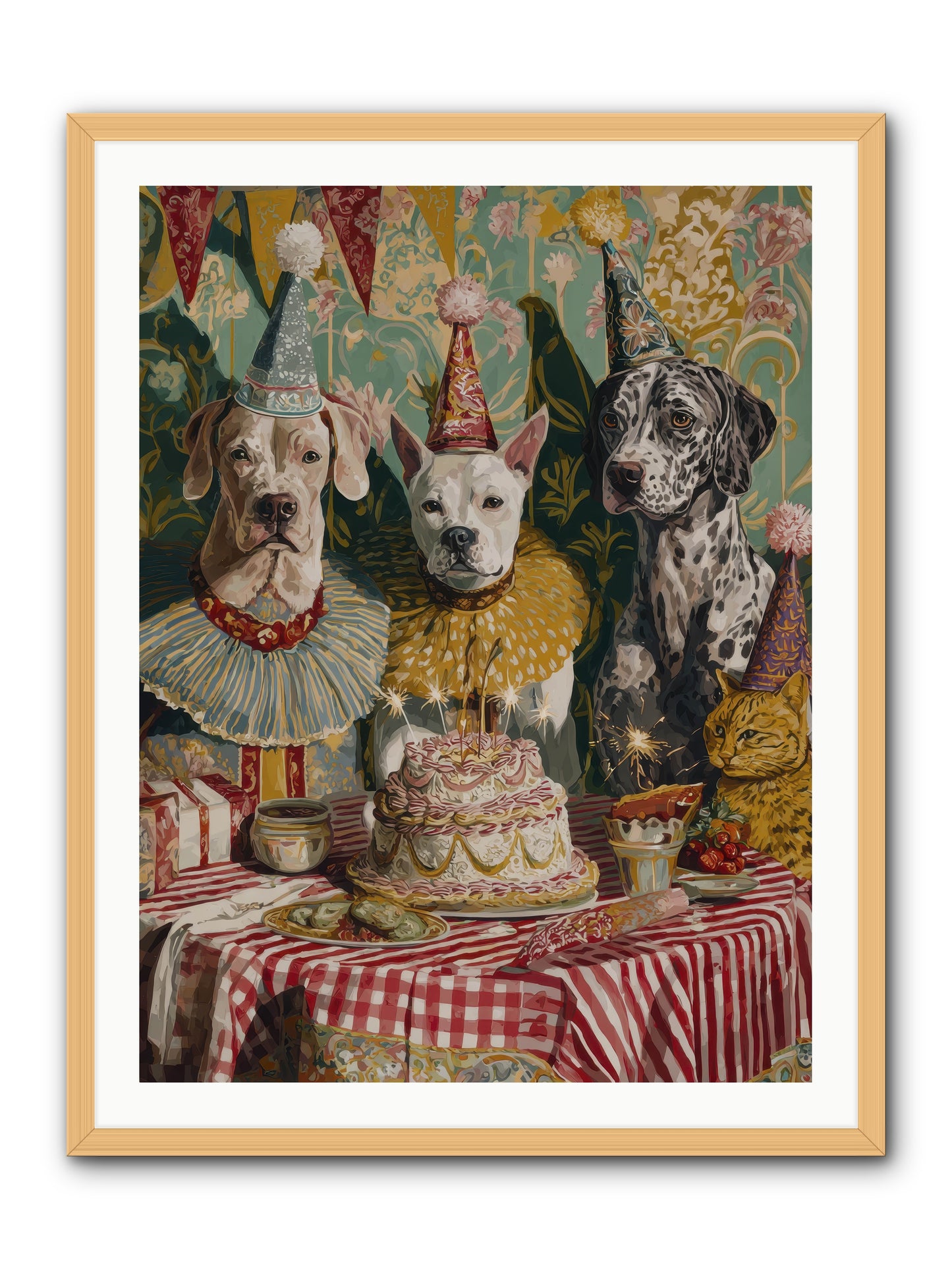 Jubilant Gathering at Teatime -- Framed Print - Natural 30x40