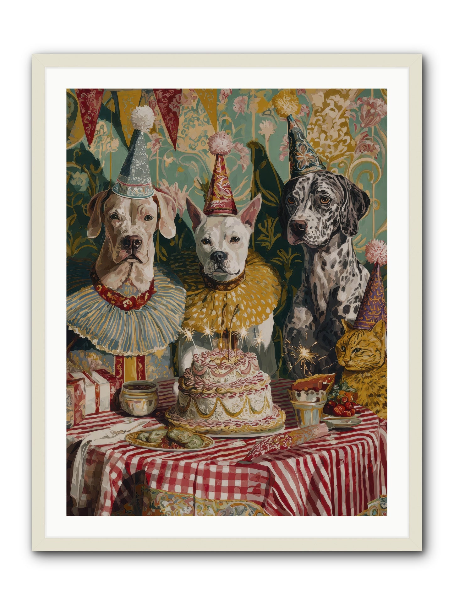 Jubilant Gathering at Teatime -- Framed Print - White 30x40