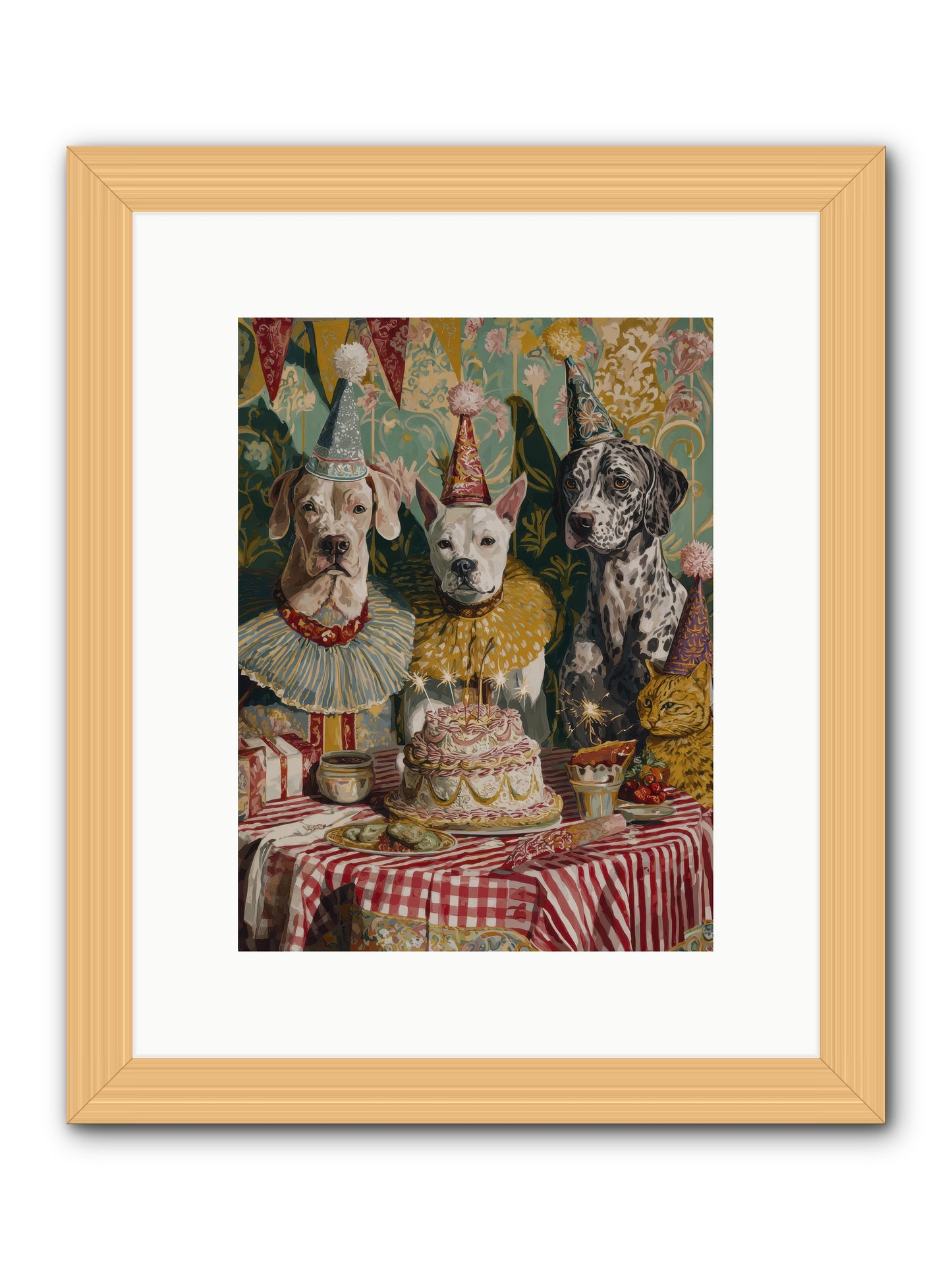 Jubilant Gathering at Teatime -- Framed Print - Natural 9x12