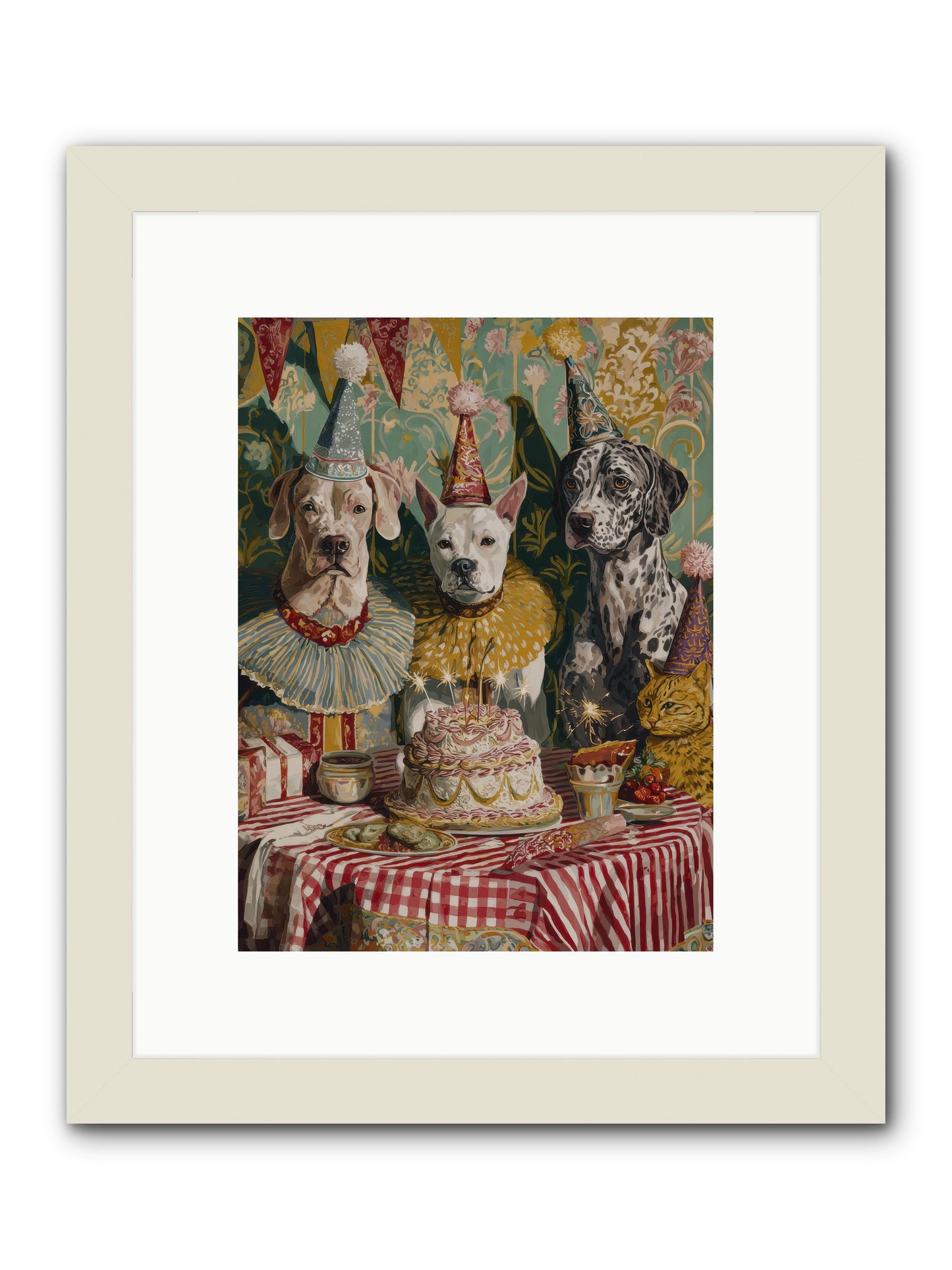 Jubilant Gathering at Teatime -- Framed Print - White 9x12