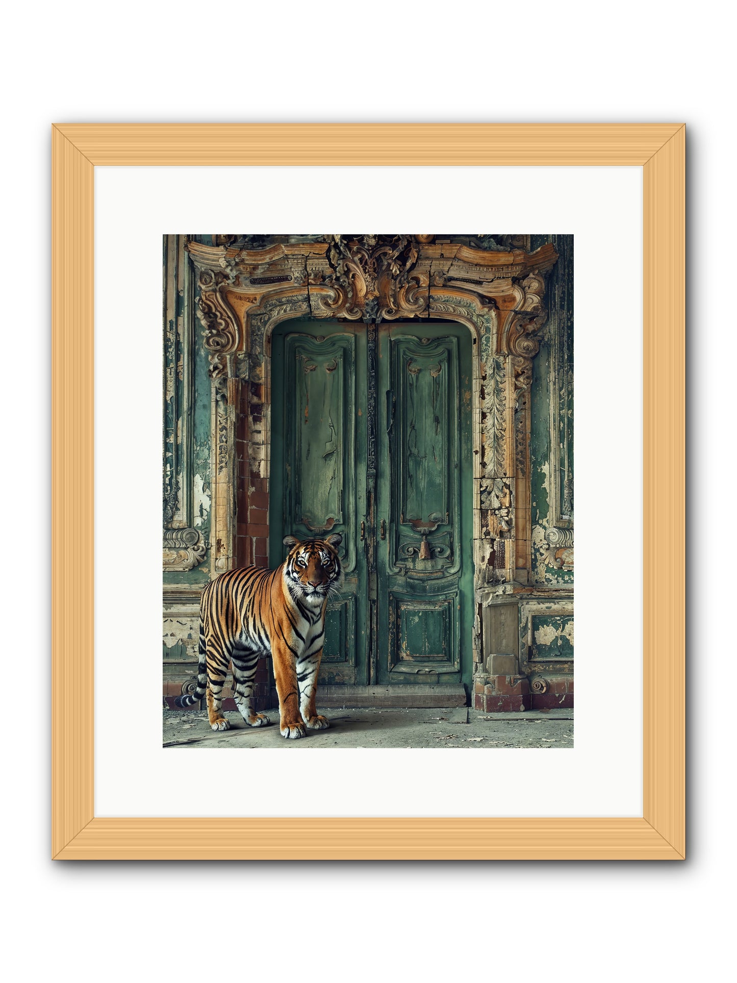 Keeper Of The Peridot Gates -- Framed Print - Natural 12x15
