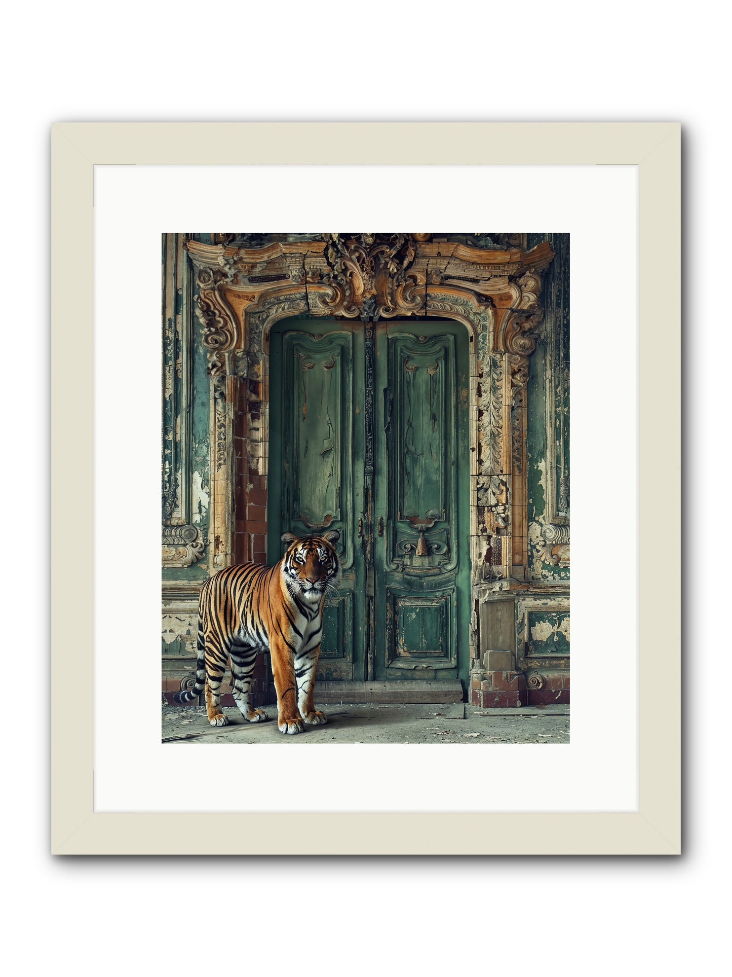 Keeper Of The Peridot Gates -- Framed Print - White 12x15