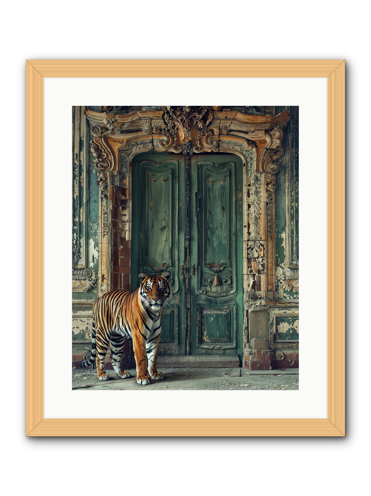 Keeper Of The Peridot Gates -- Framed Print - Natural 16x20