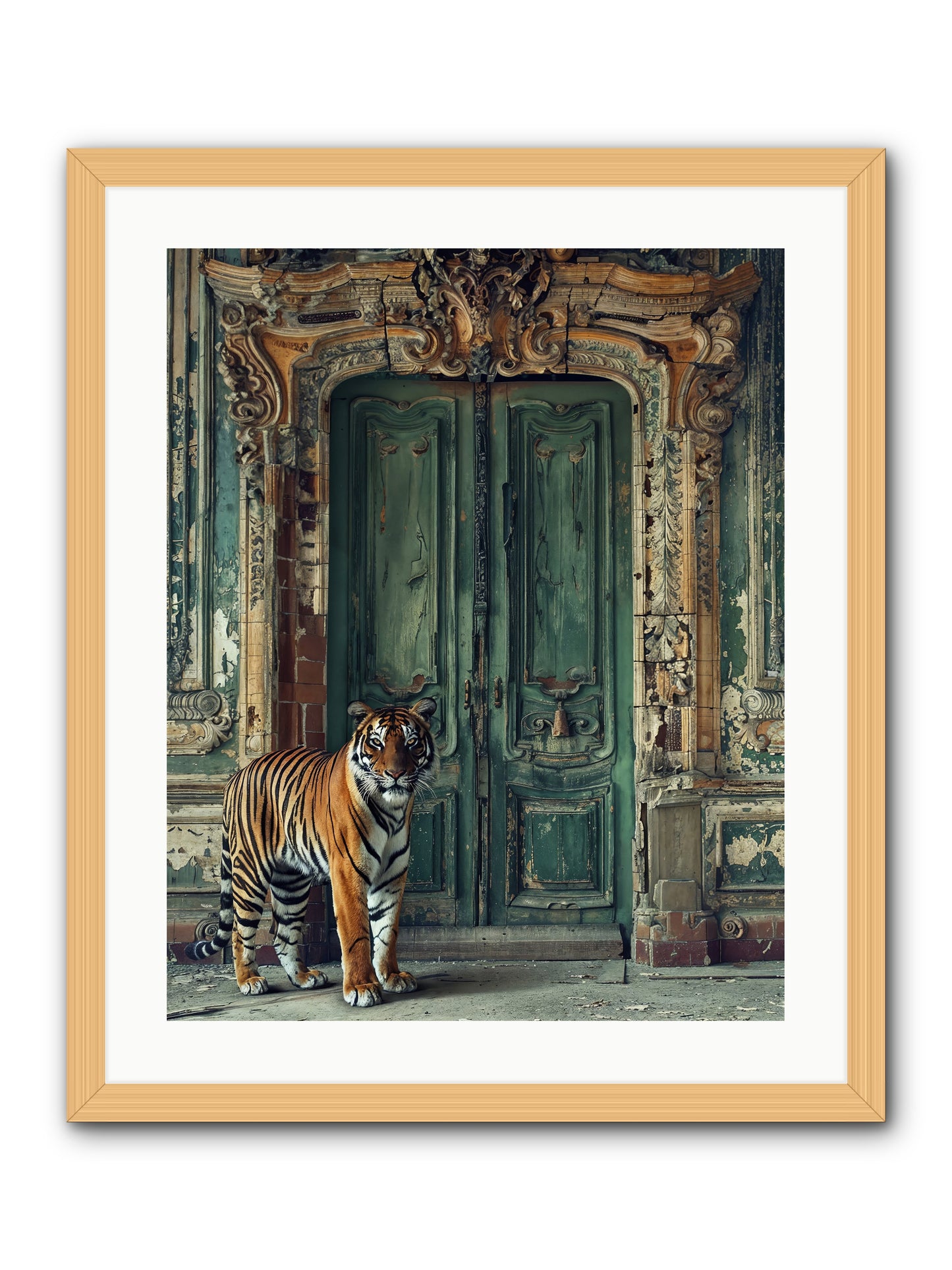 Keeper Of The Peridot Gates -- Framed Print - Natural 20x25