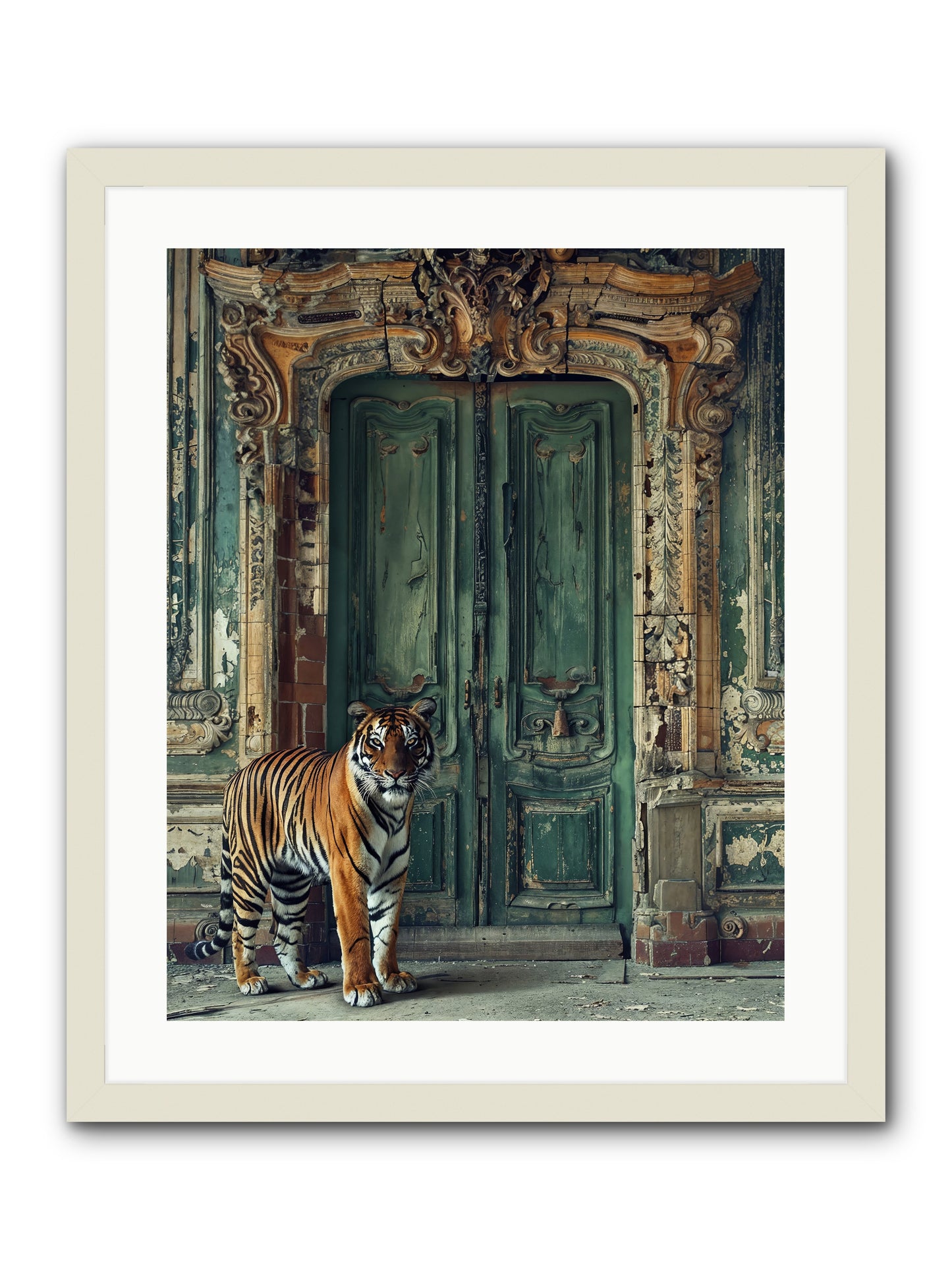 Keeper Of The Peridot Gates -- Framed Print - White 20x25