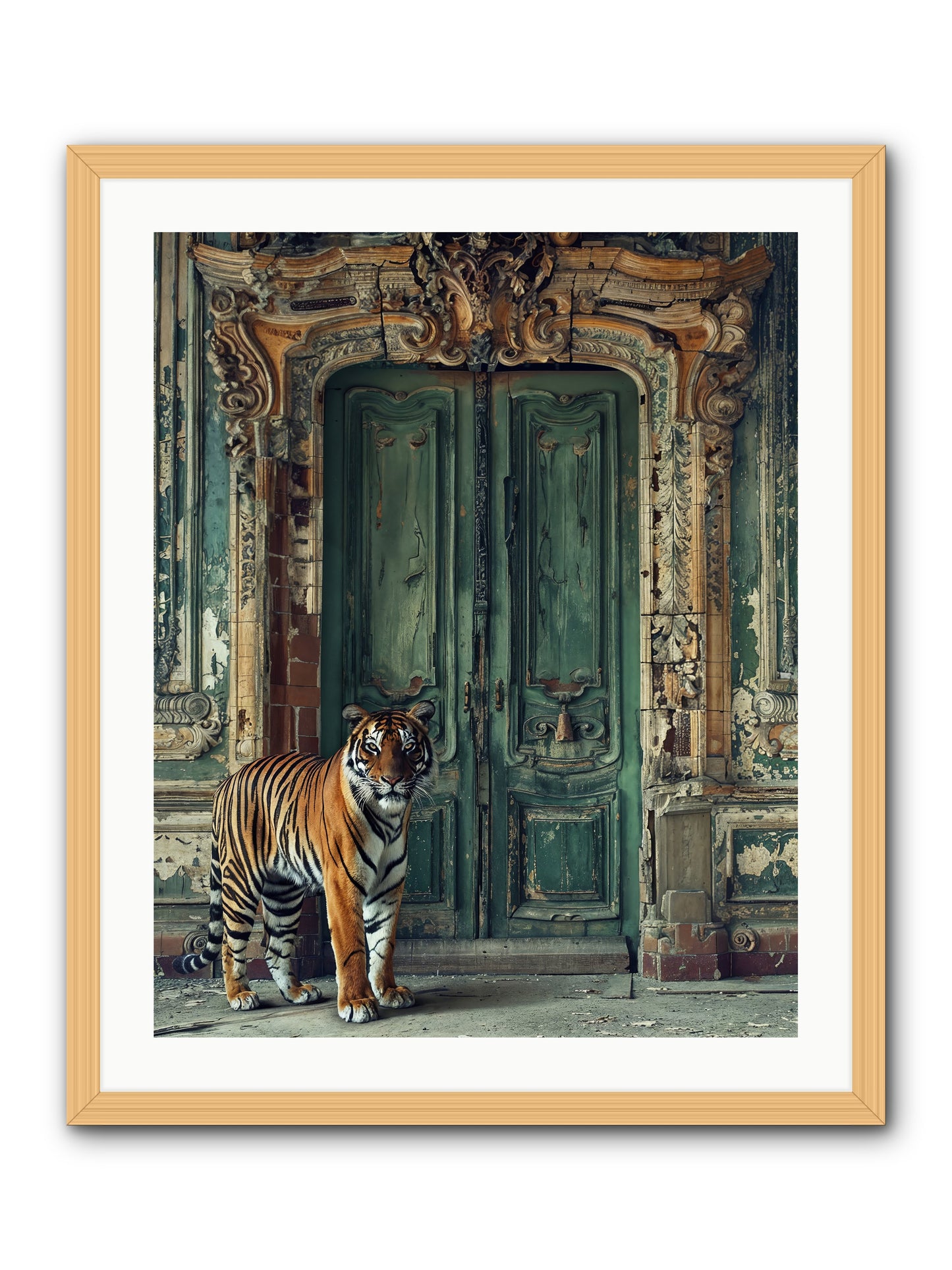 Keeper Of The Peridot Gates -- Framed Print - Natural 24x30