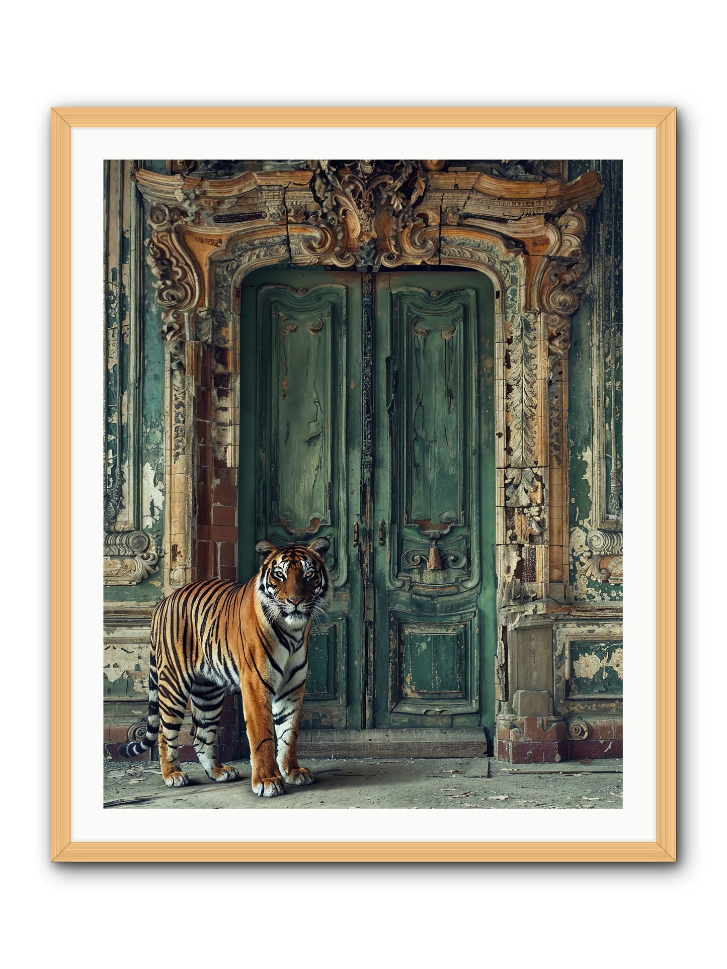 Keeper Of The Peridot Gates -- Framed Print - Natural 32x40