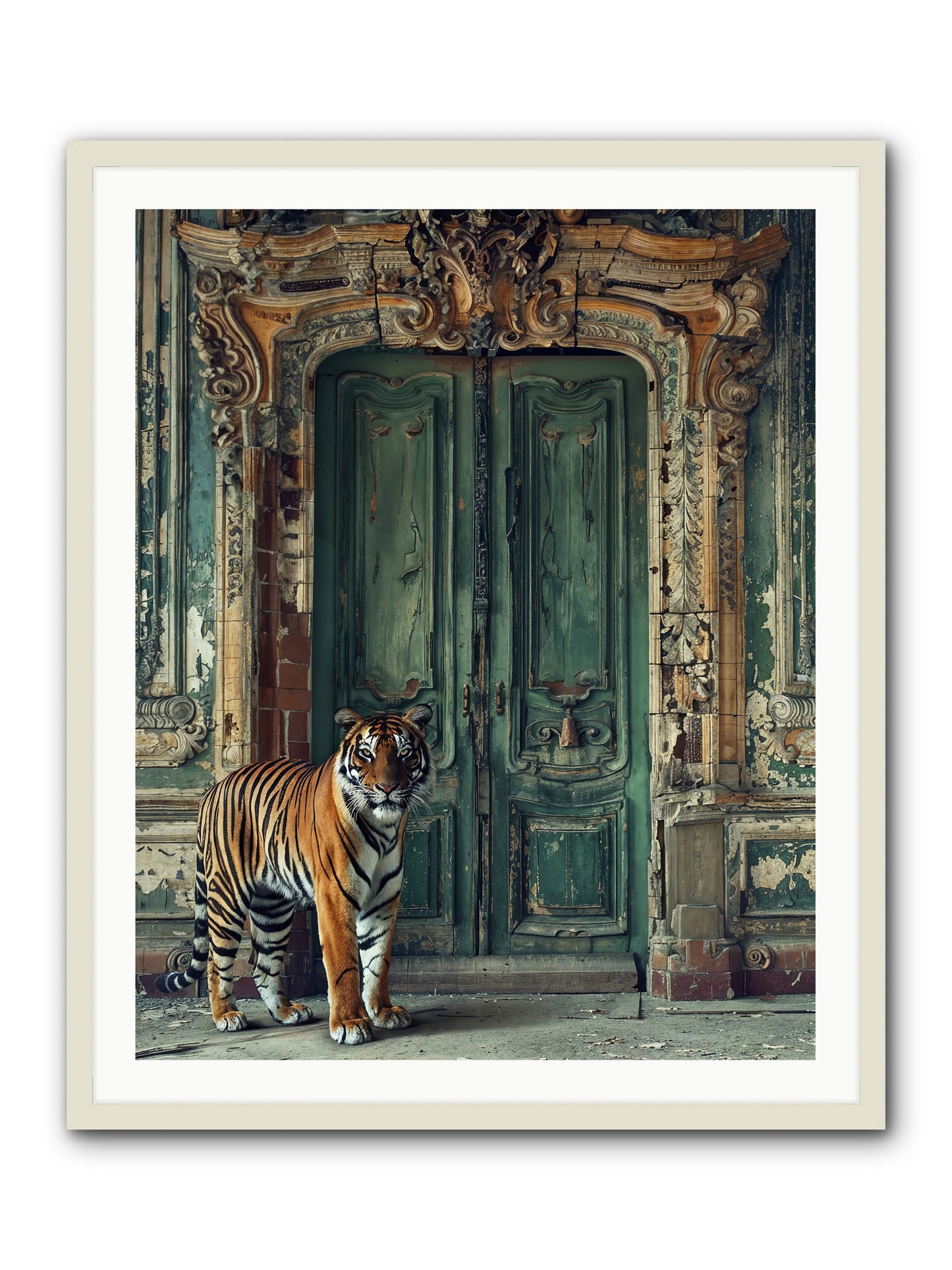 Keeper Of The Peridot Gates -- Framed Print - White 32x40
