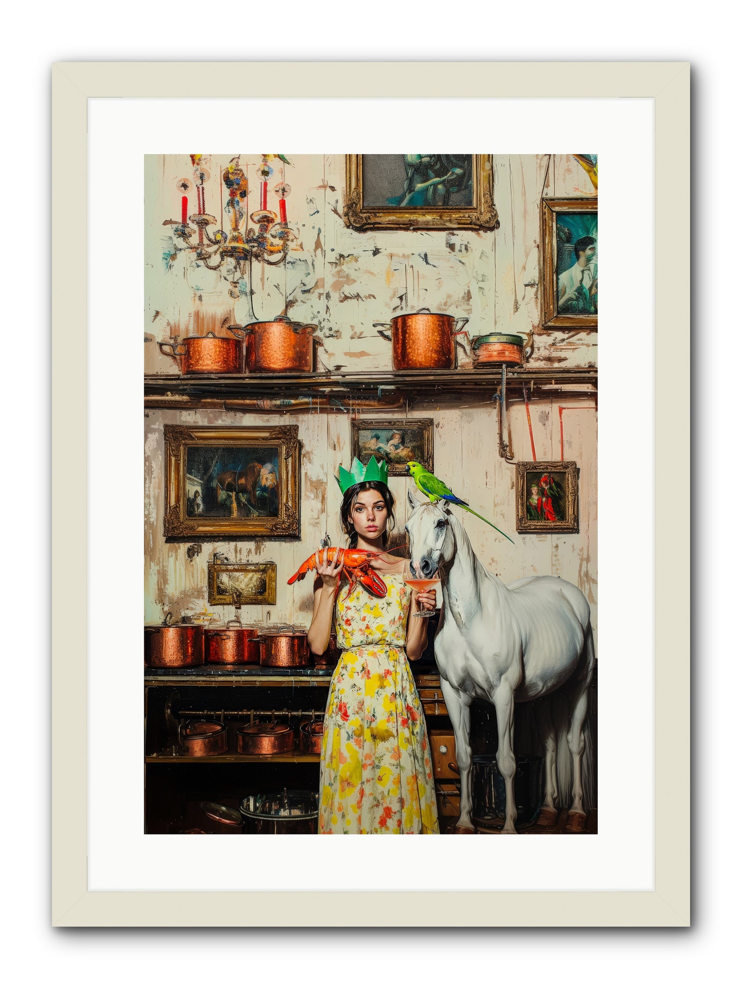 Lady Clementine's Culinary Court -- Framed Print - White 16x24