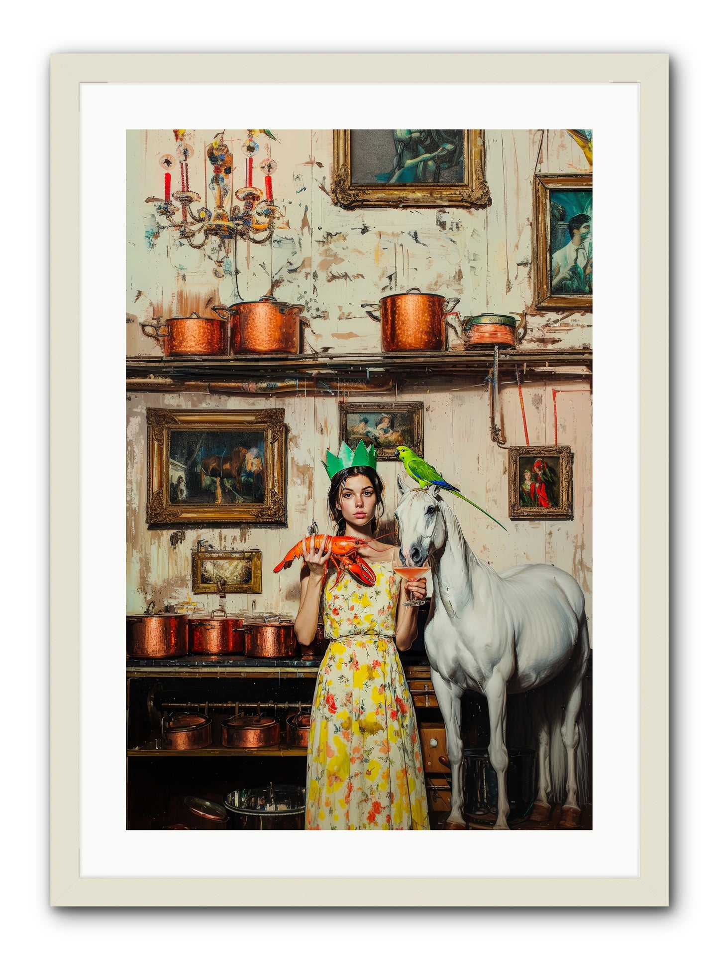 Lady Clementine's Culinary Court -- Framed Print - White 20x30