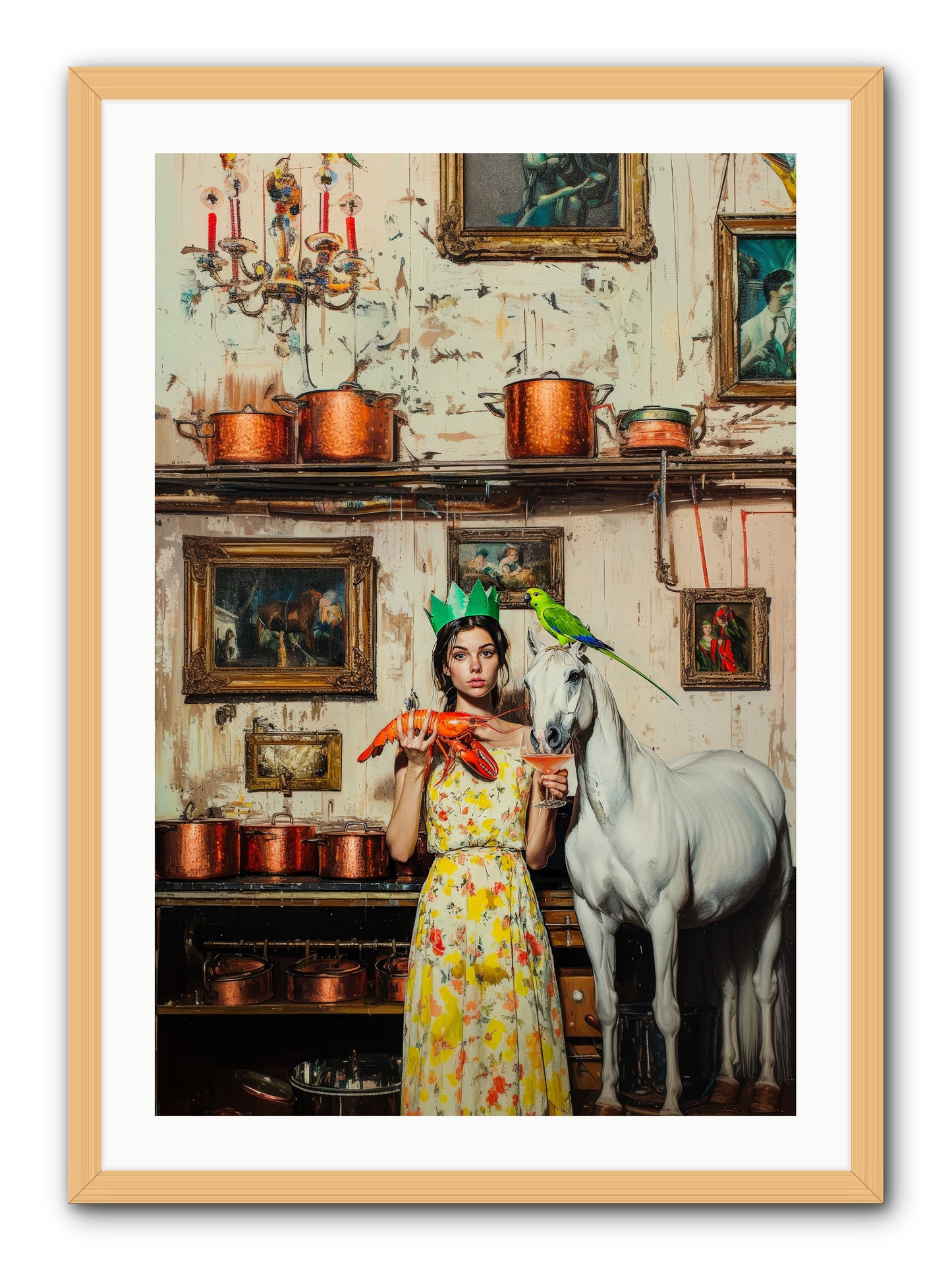 Lady Clementine's Culinary Court -- Framed Print - Natural 24x36