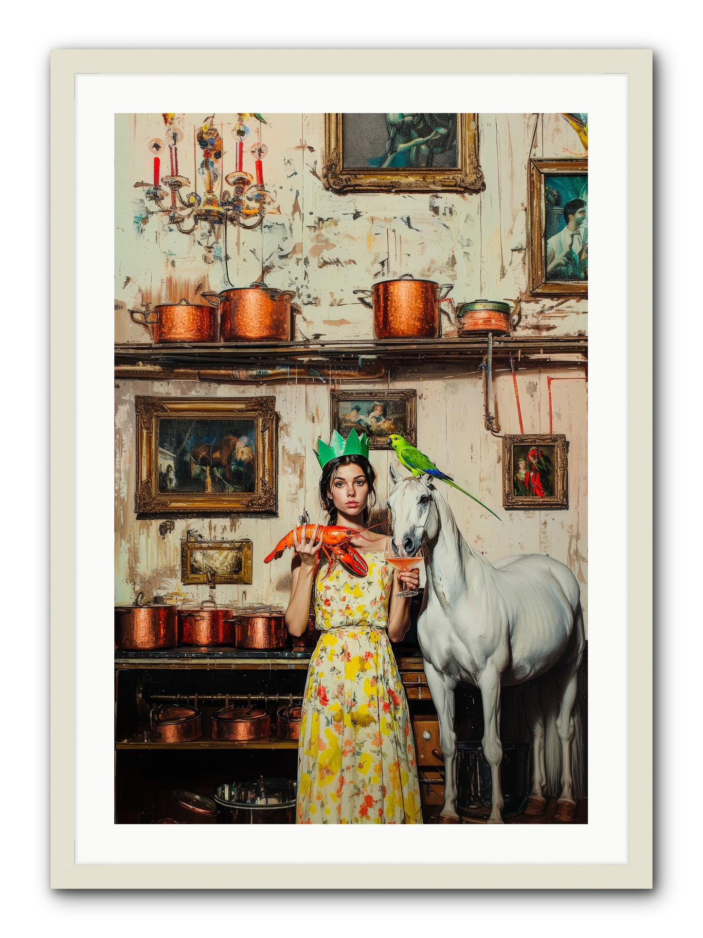 Lady Clementine's Culinary Court -- Framed Print - White 24x36