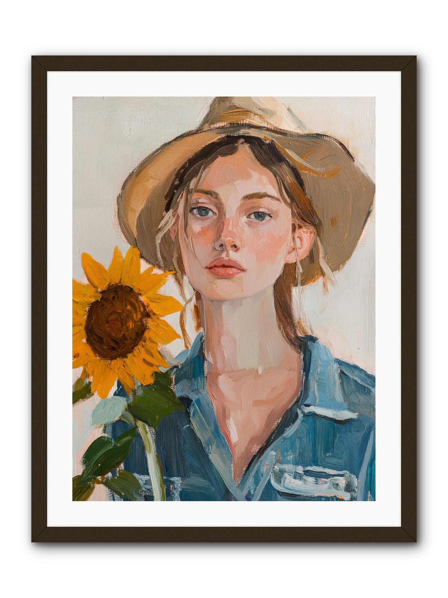 Lady Sunflower -- Framed Print - Black 24x32