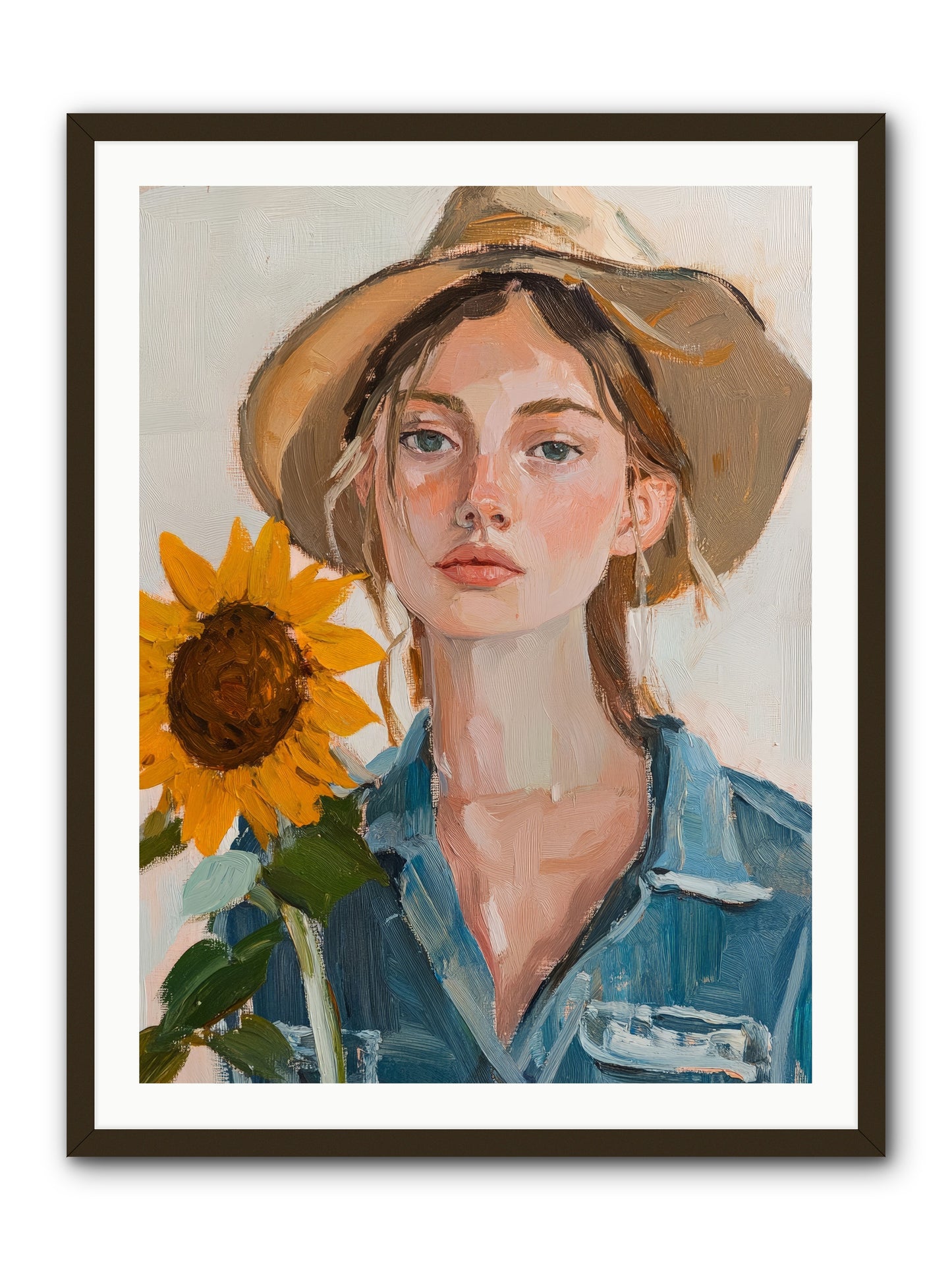 Lady Sunflower -- Framed Print - Black 30x40