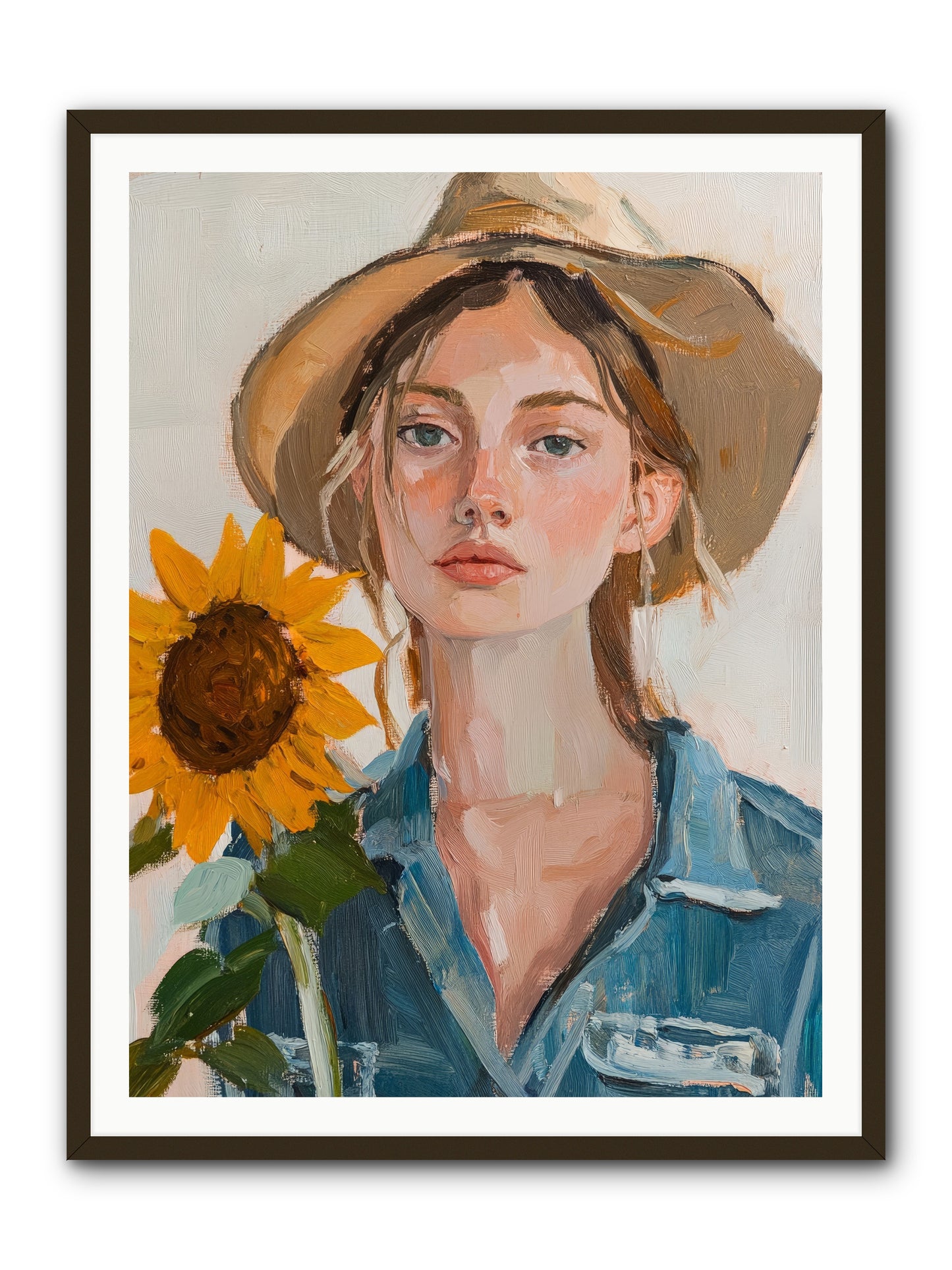 Lady Sunflower -- Framed Print - Black 36x48