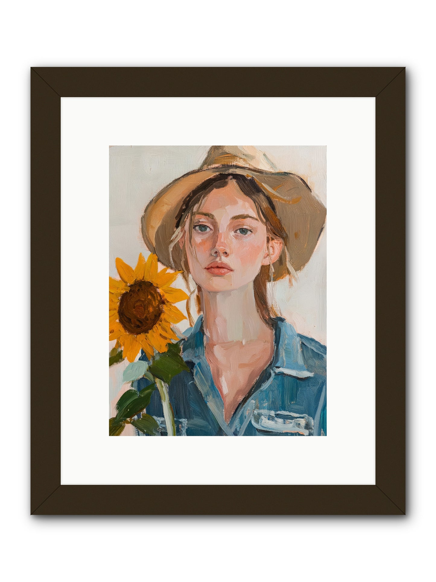 Lady Sunflower -- Framed Print - Black 9x12