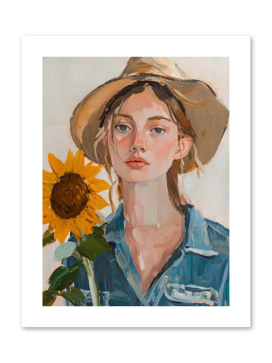 Lady Sunflower -- Paper Print 9x12