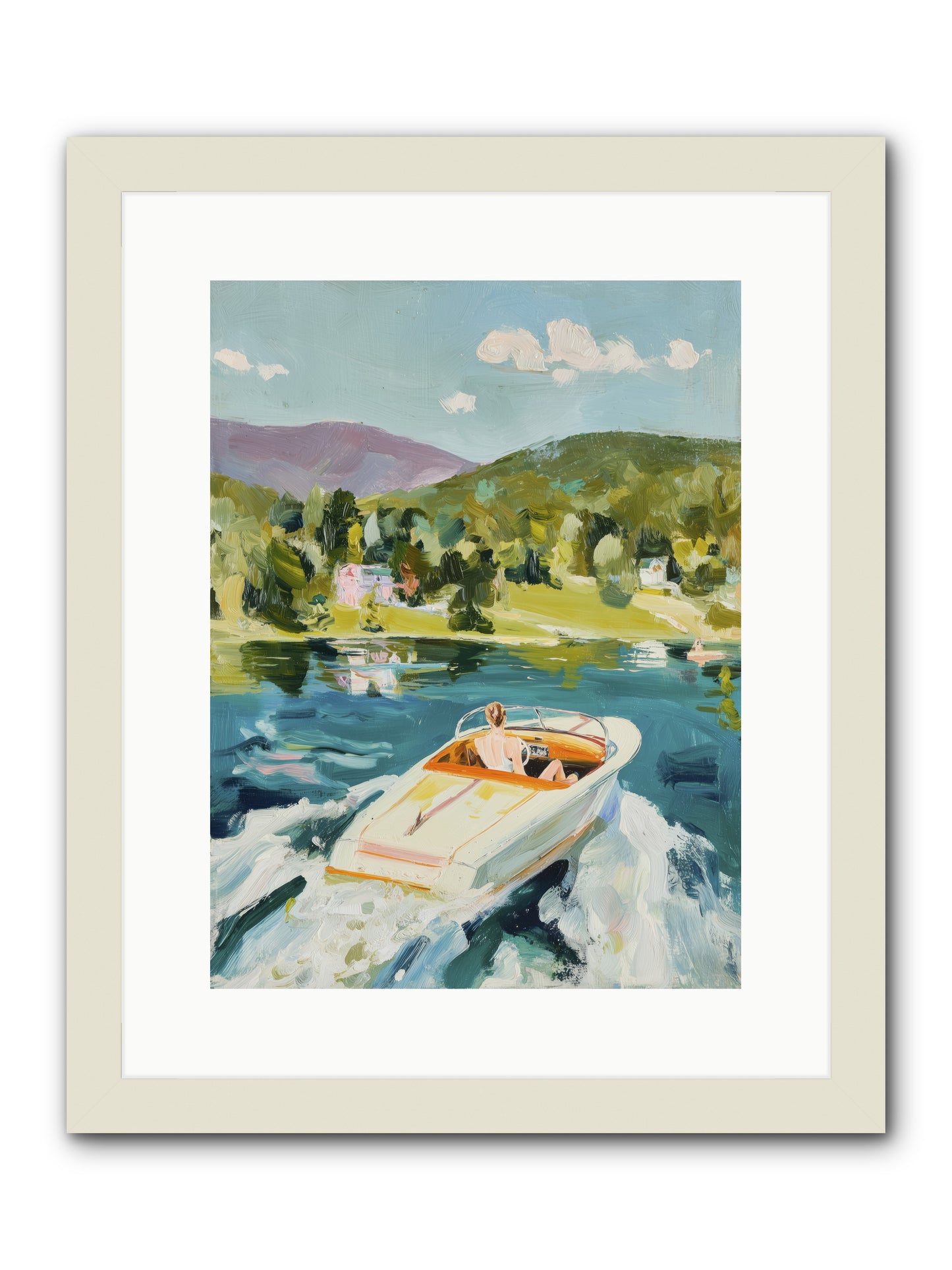 Lake Adventures -- Framed Print - White 12x16