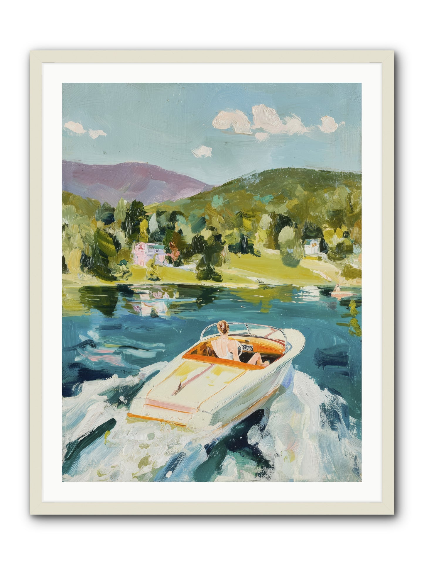 Lake Adventures -- Framed Print - White 30x40