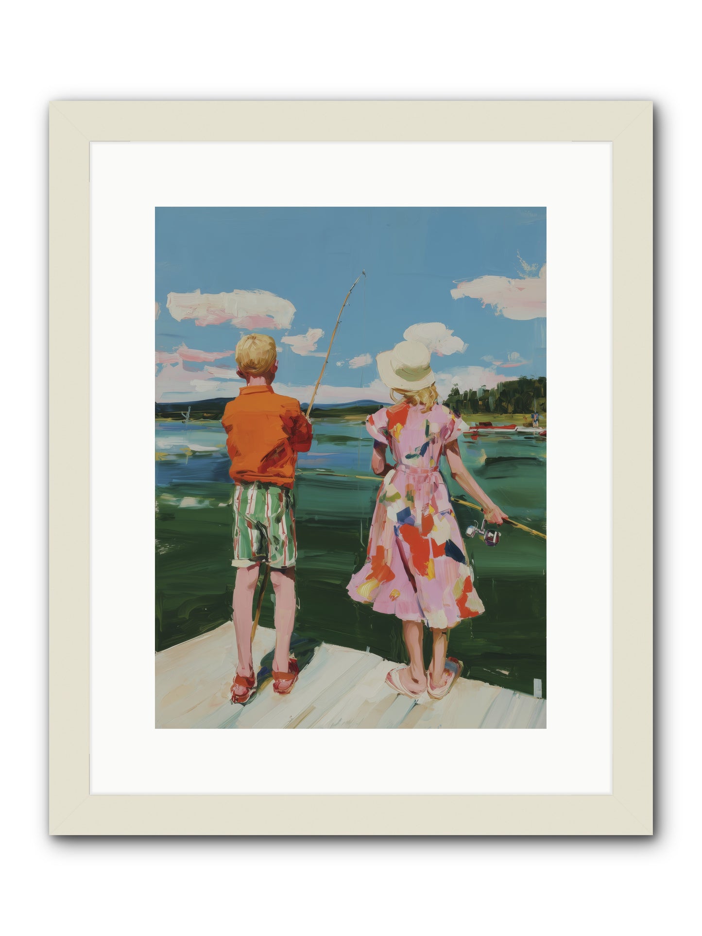 Lakeside Refuge -- Framed Print - White 12x16