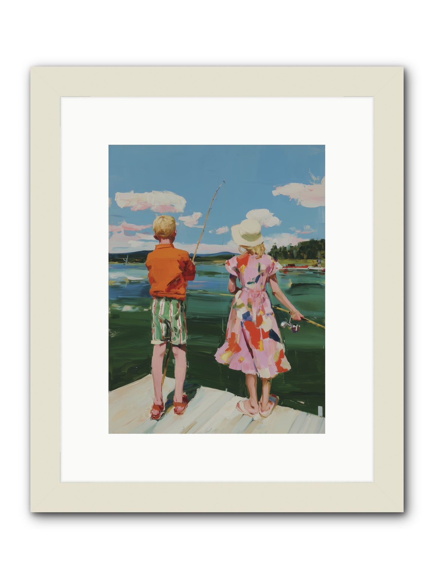 Lakeside Refuge -- Framed Print - White 9x12
