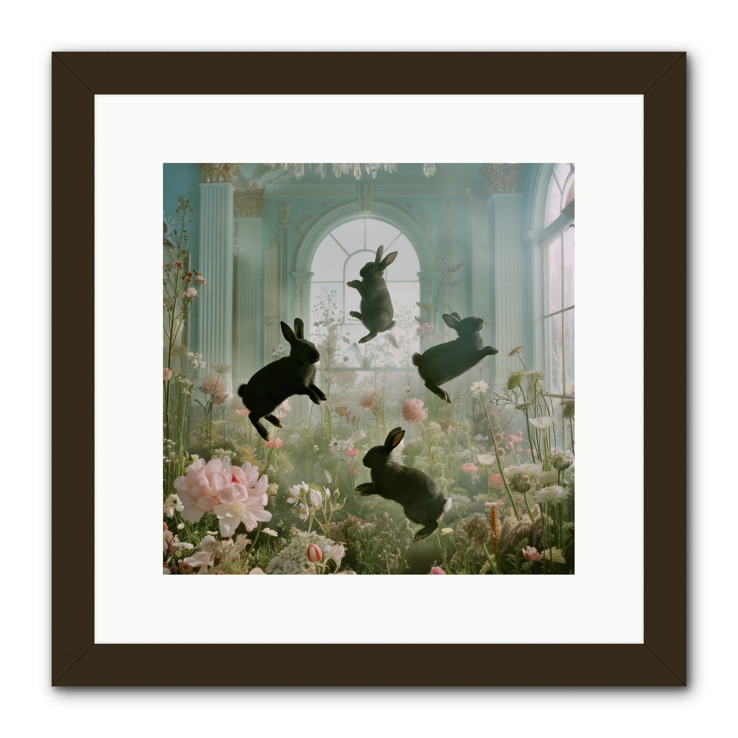 Lapin Noir Fantasia -- Framed Print - Black 12x12