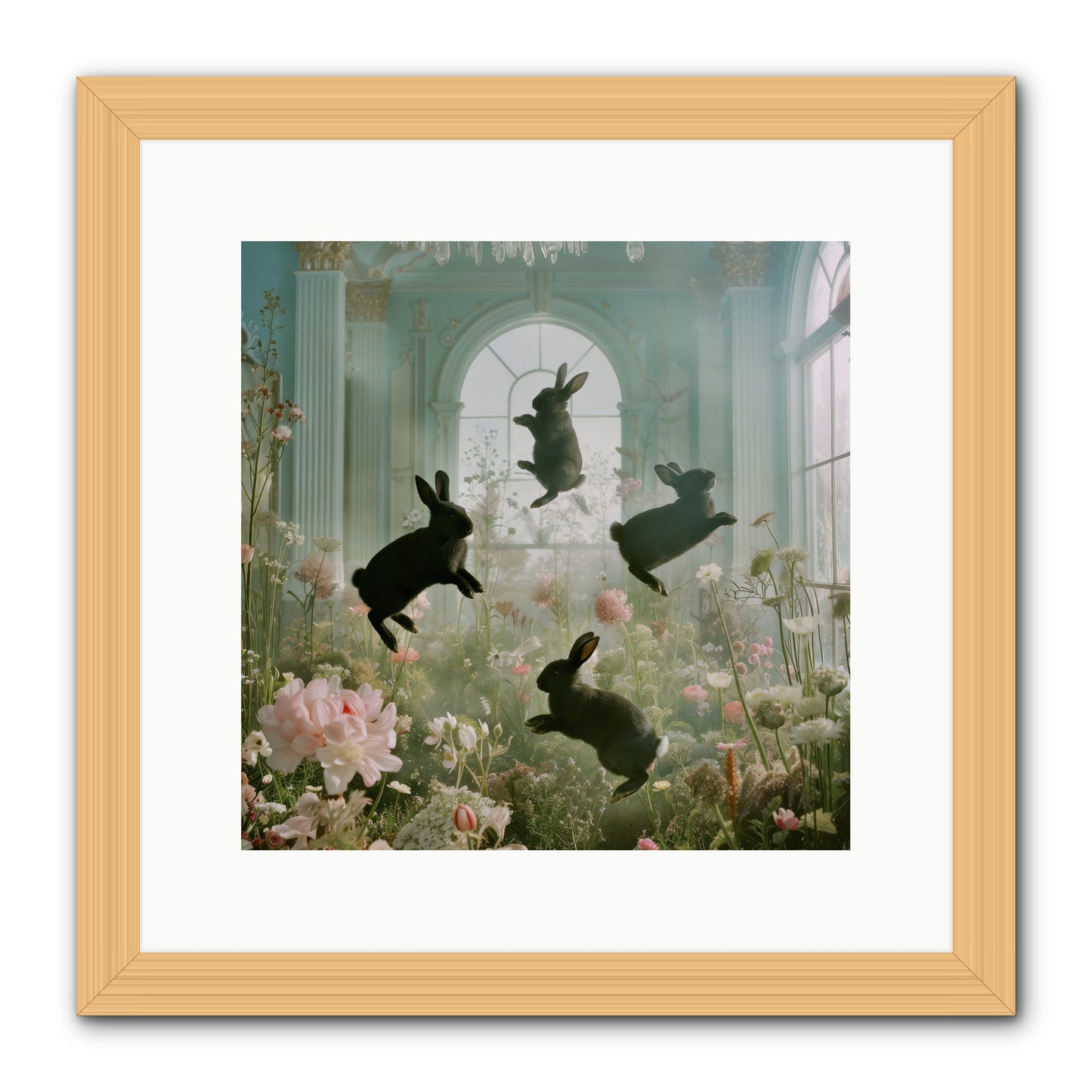 Lapin Noir Fantasia -- Framed Print - Natural 12x12