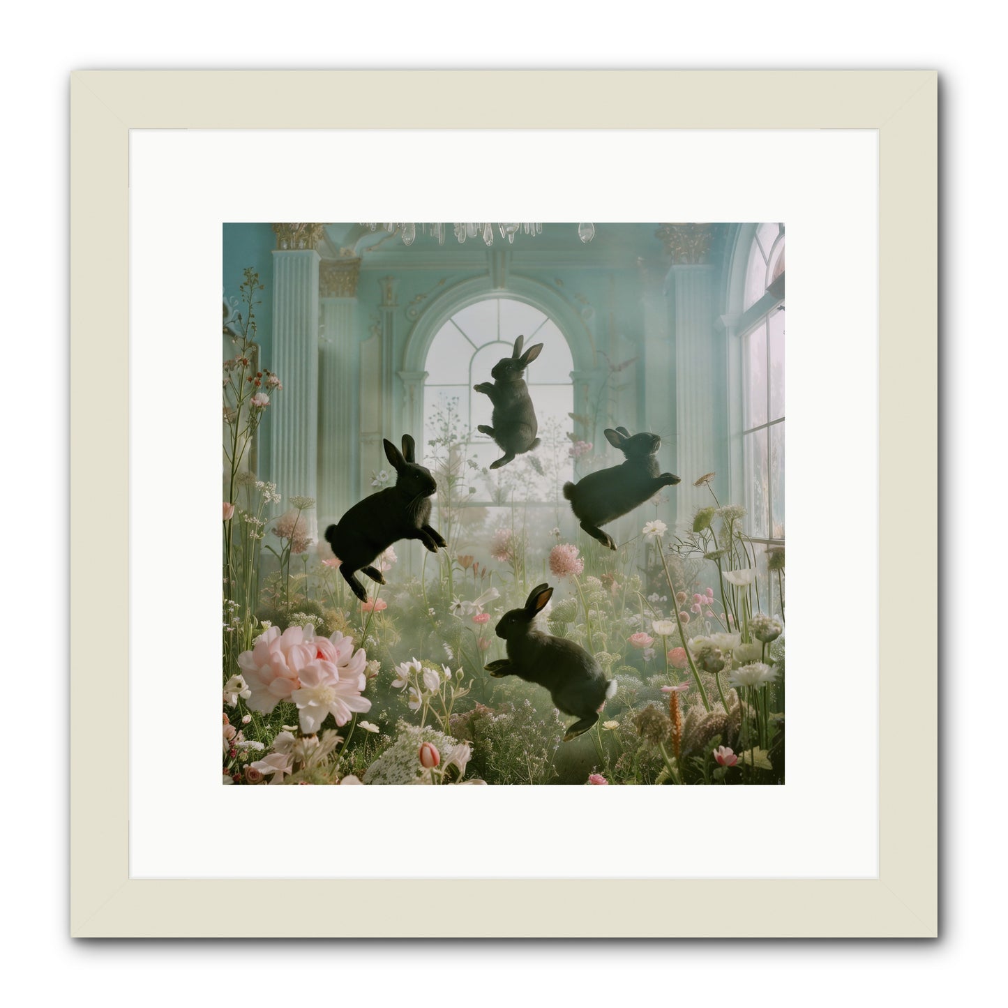 Lapin Noir Fantasia -- Framed Print - White 12x12