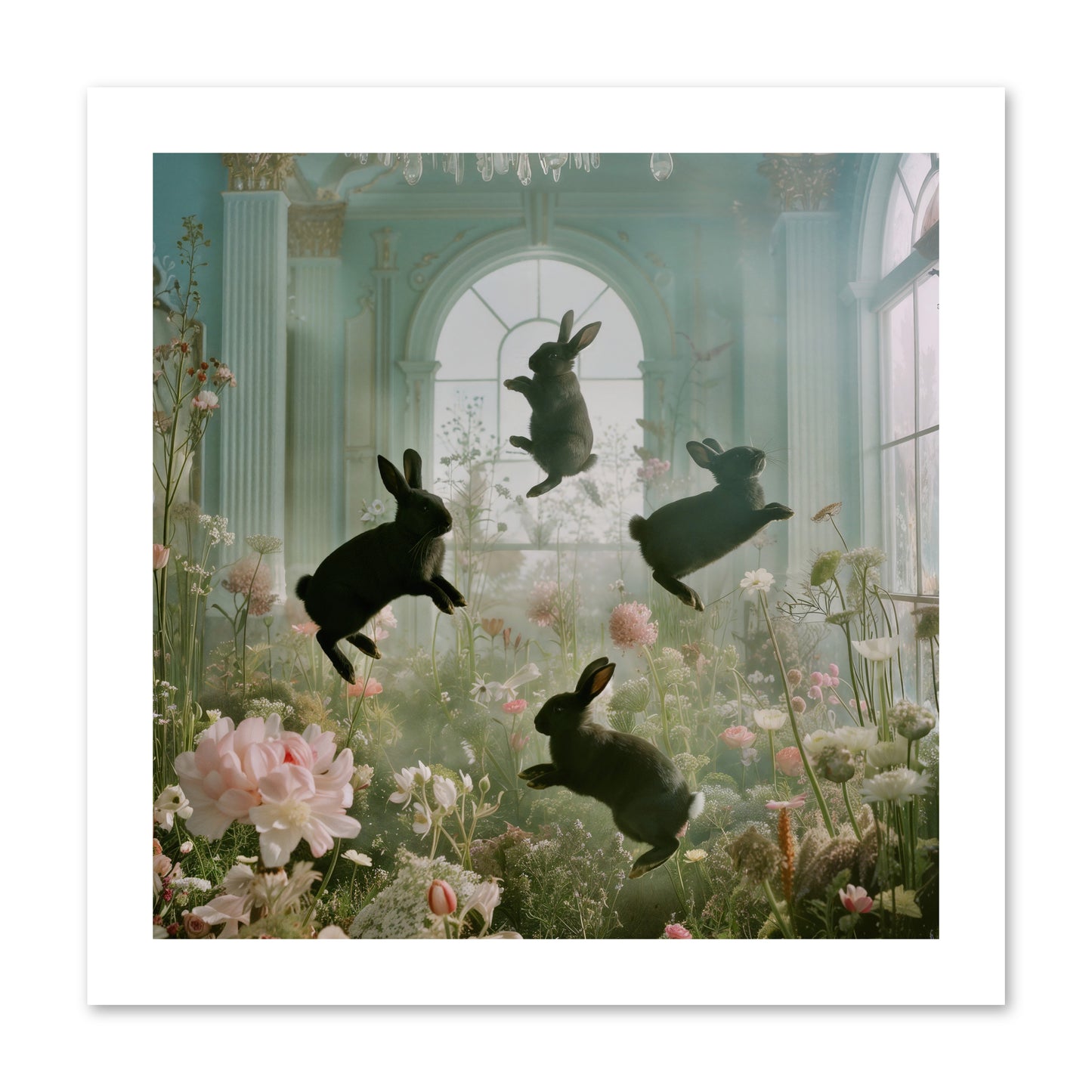 Lapin Noir Fantasia -- Loose Canvas Print 12x12