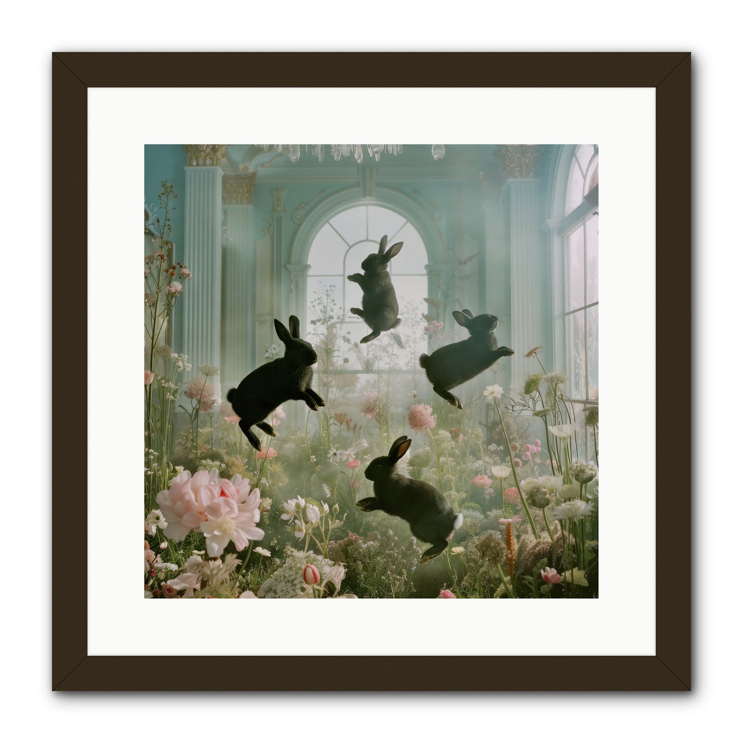 Lapin Noir Fantasia -- Framed Print - Black 16x16