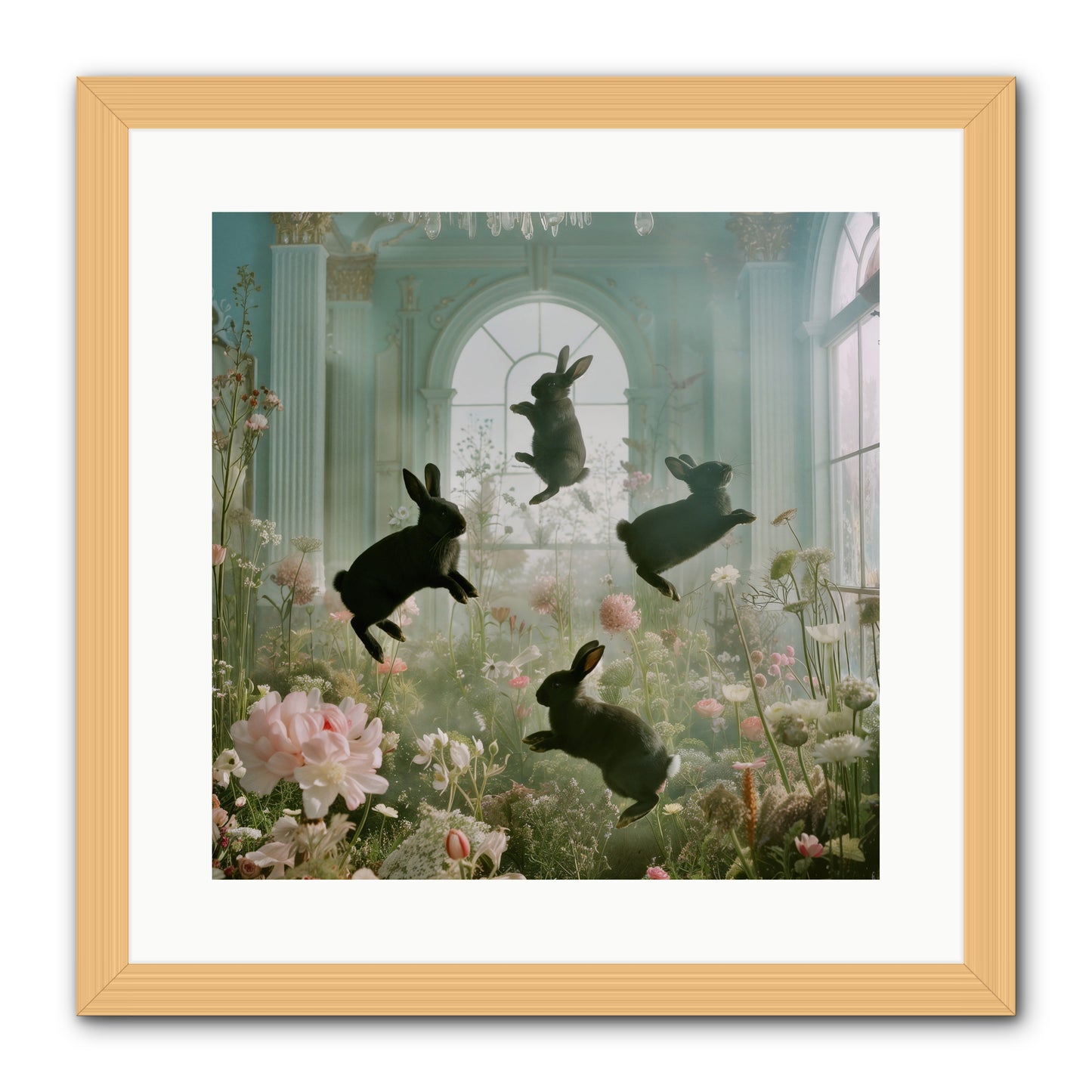 Lapin Noir Fantasia -- Framed Print - Natural 16x16
