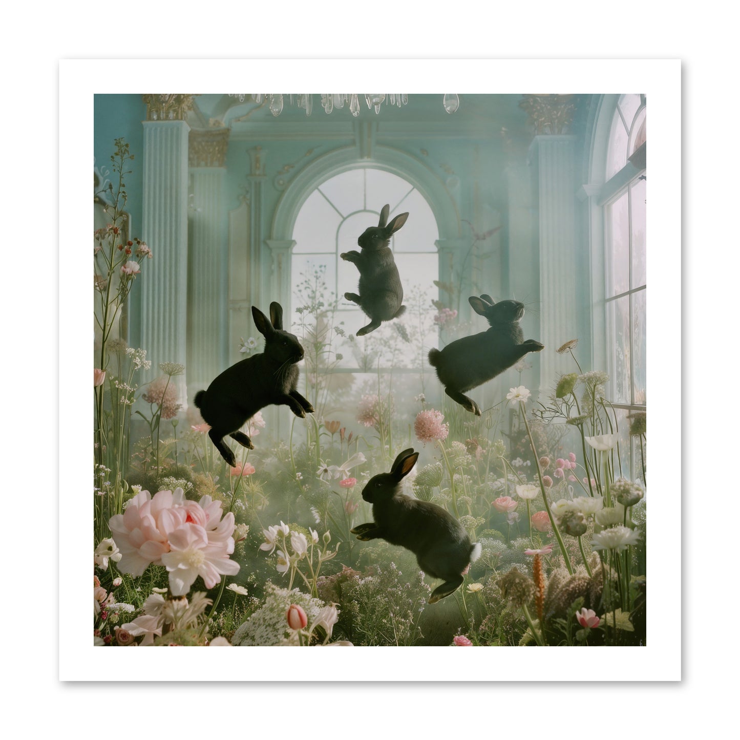 Lapin Noir Fantasia -- Loose Canvas Print 16x16