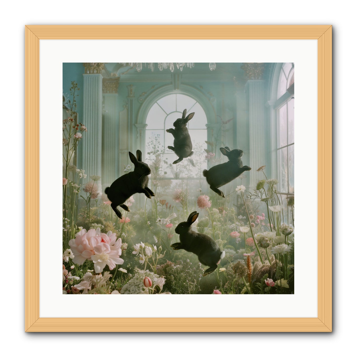 Lapin Noir Fantasia -- Framed Print - Natural 20x20