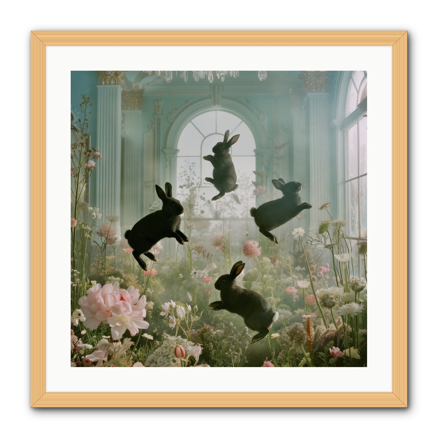 Lapin Noir Fantasia -- Framed Print - Natural 24x24