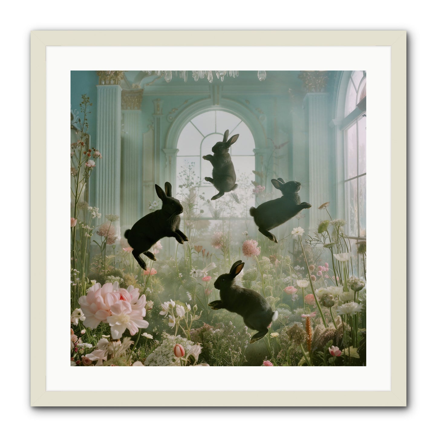 Lapin Noir Fantasia -- Framed Print - White 24x24