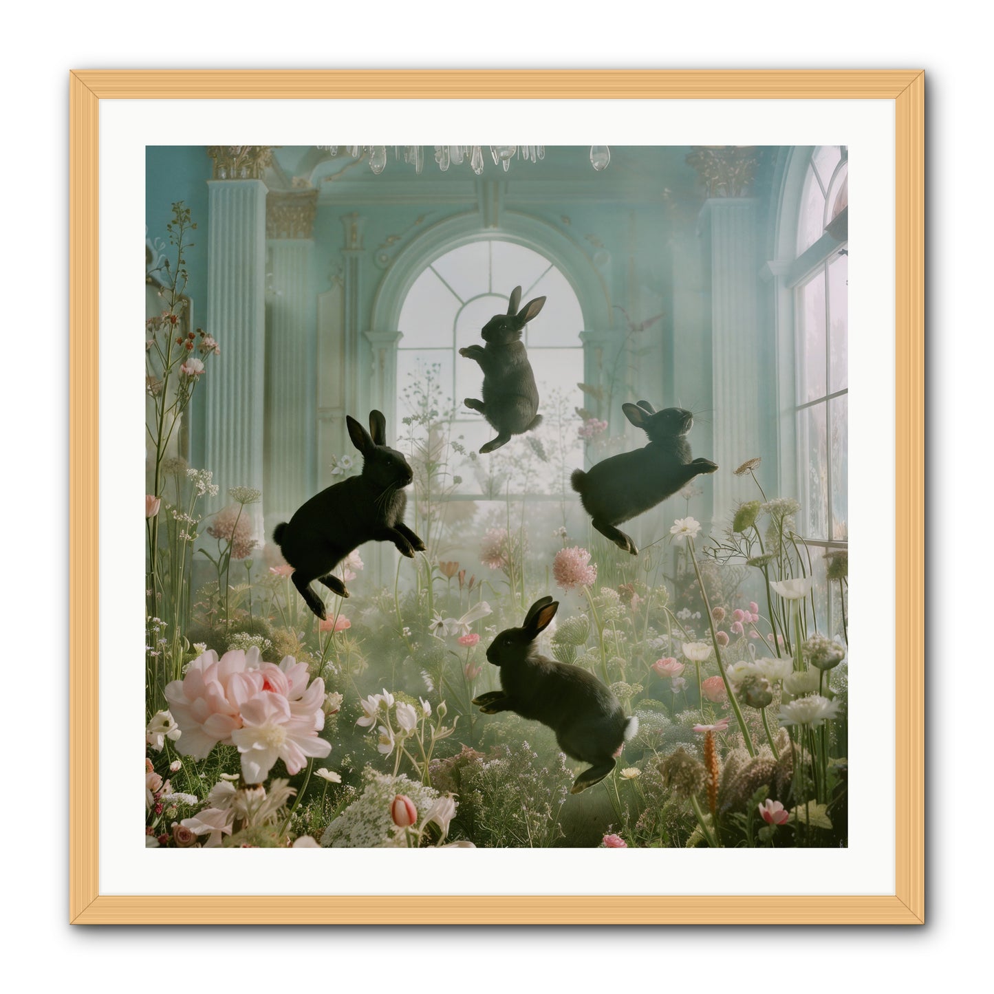 Lapin Noir Fantasia -- Framed Print - Natural 30x30