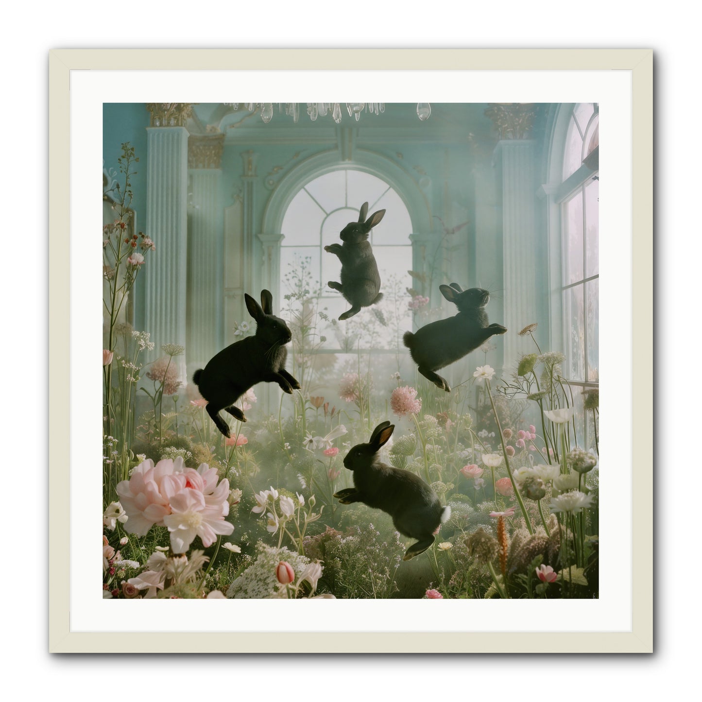 Lapin Noir Fantasia -- Framed Print - White 30x30