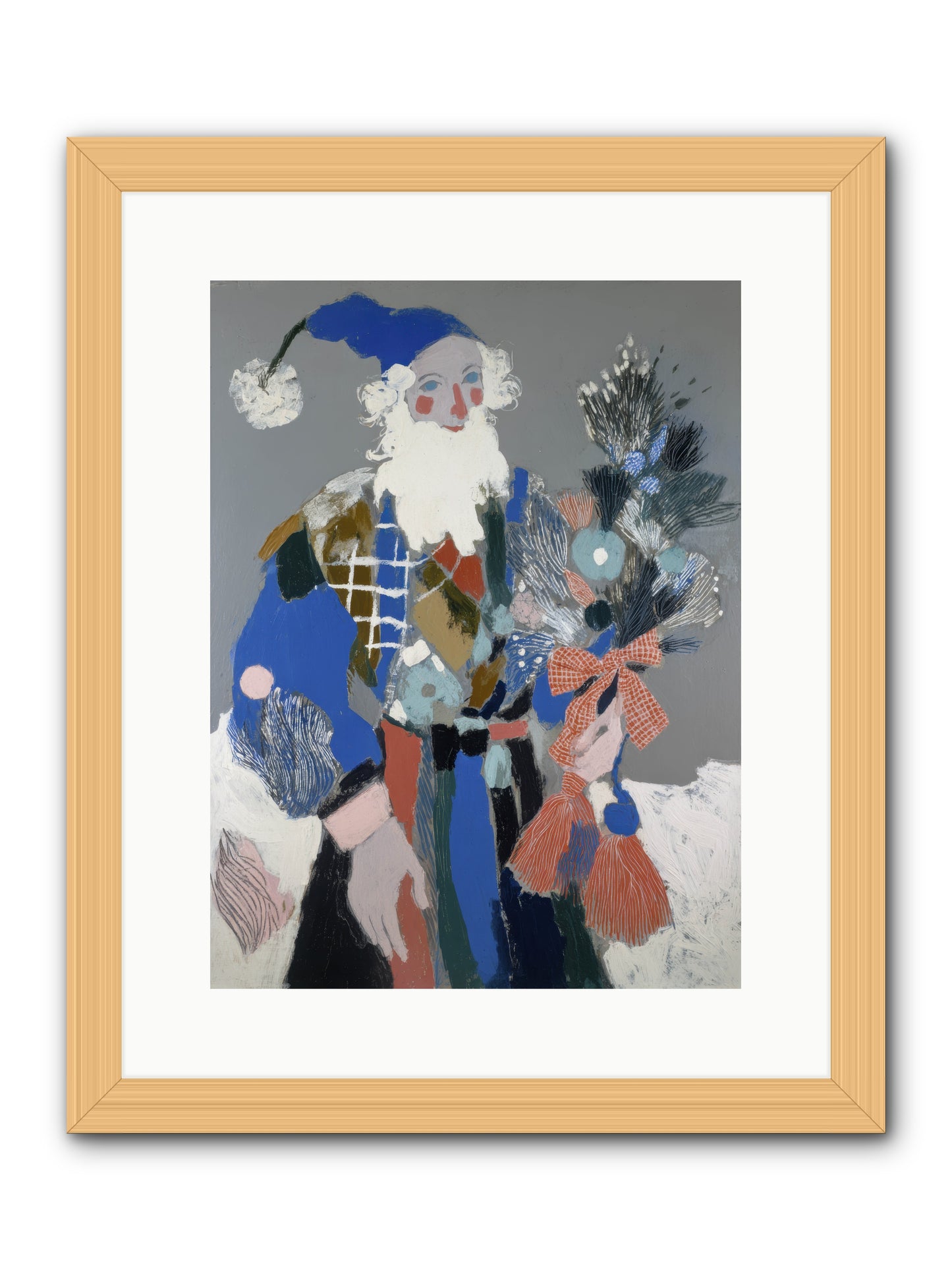 Lavender Fields & Starry Nights Santa -- Framed Print - Natural 12x16