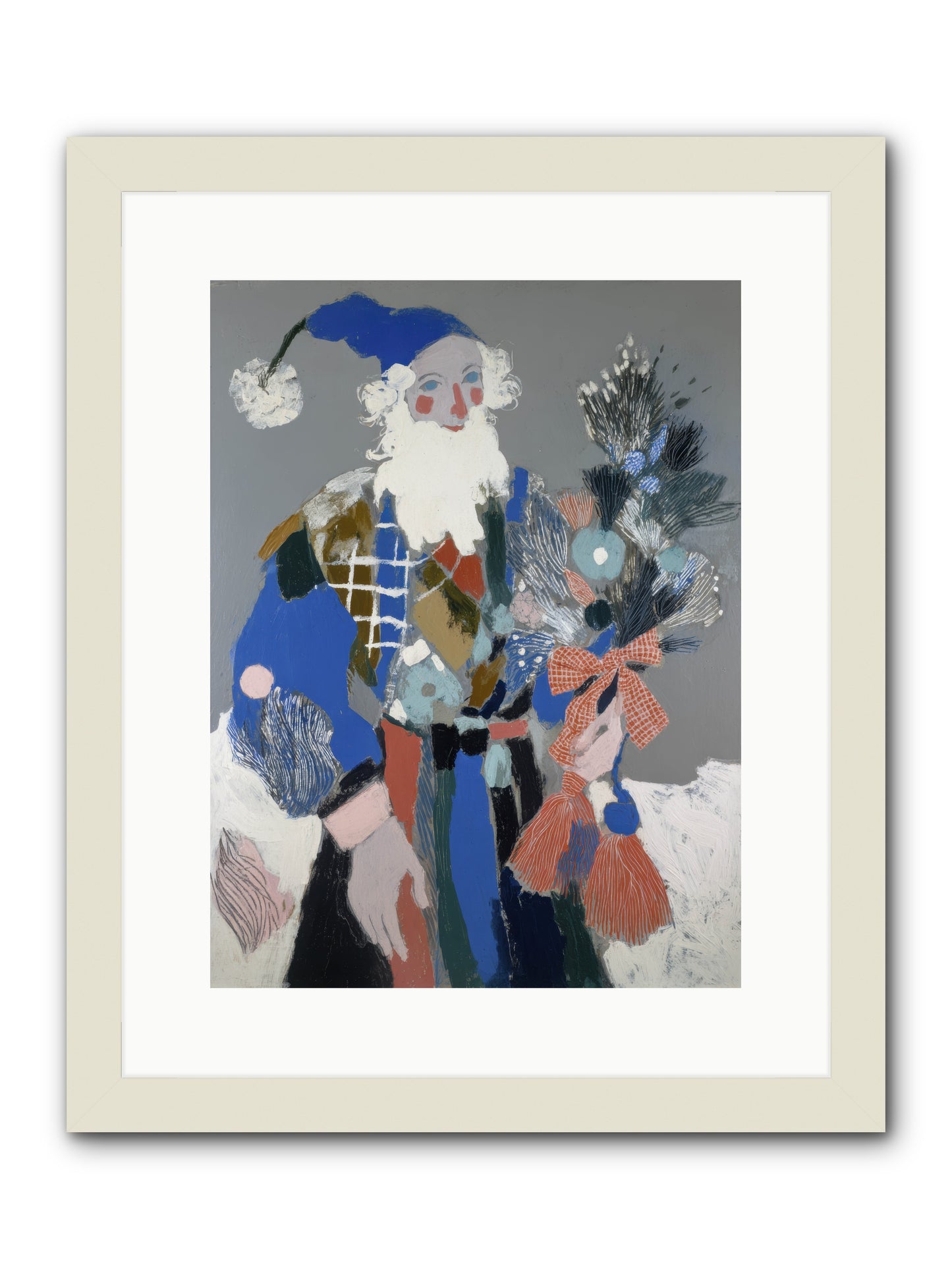 Lavender Fields & Starry Nights Santa -- Framed Print - White 12x16