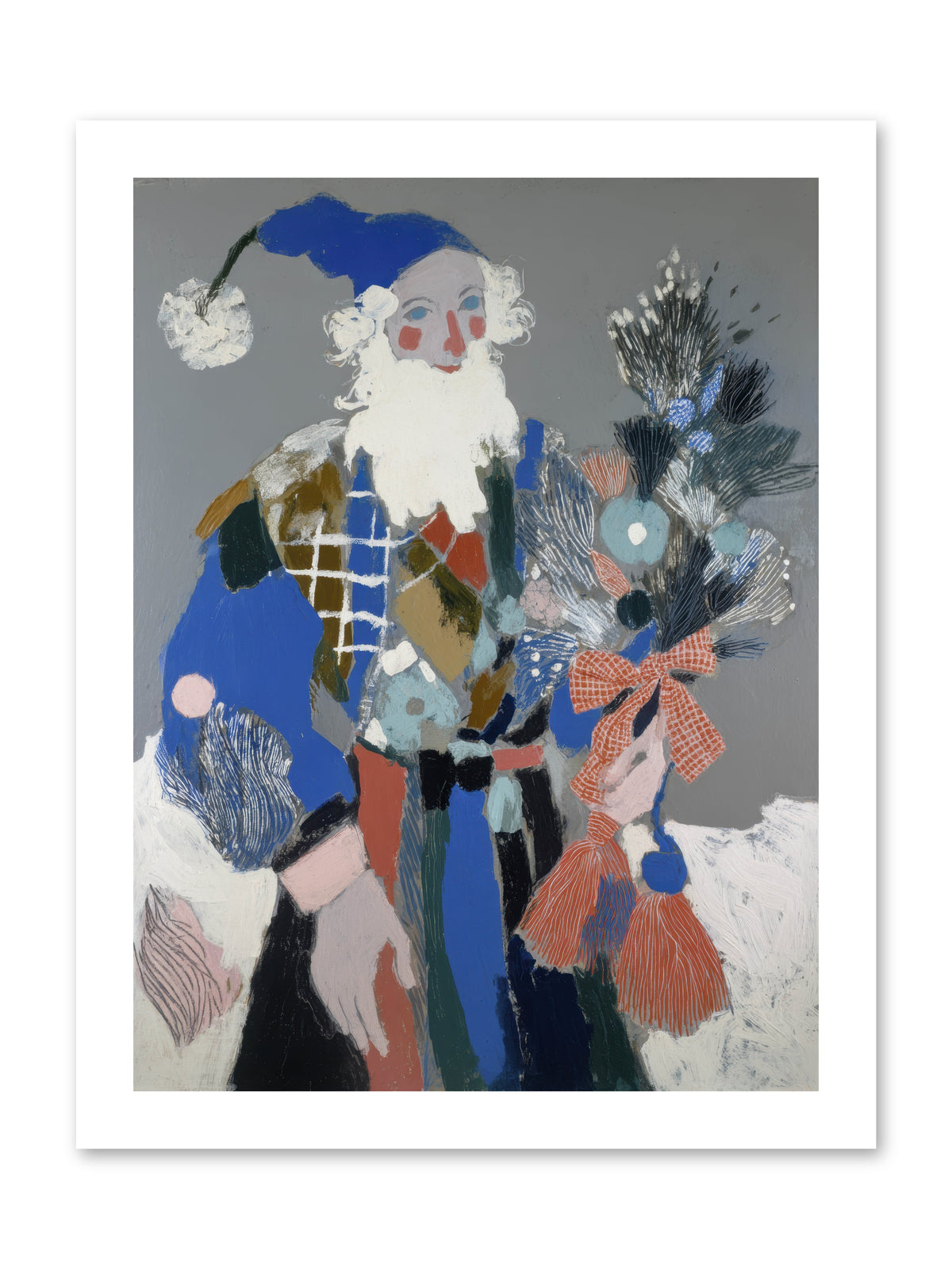 Lavender Fields & Starry Nights Santa -- Paper Print 12x16