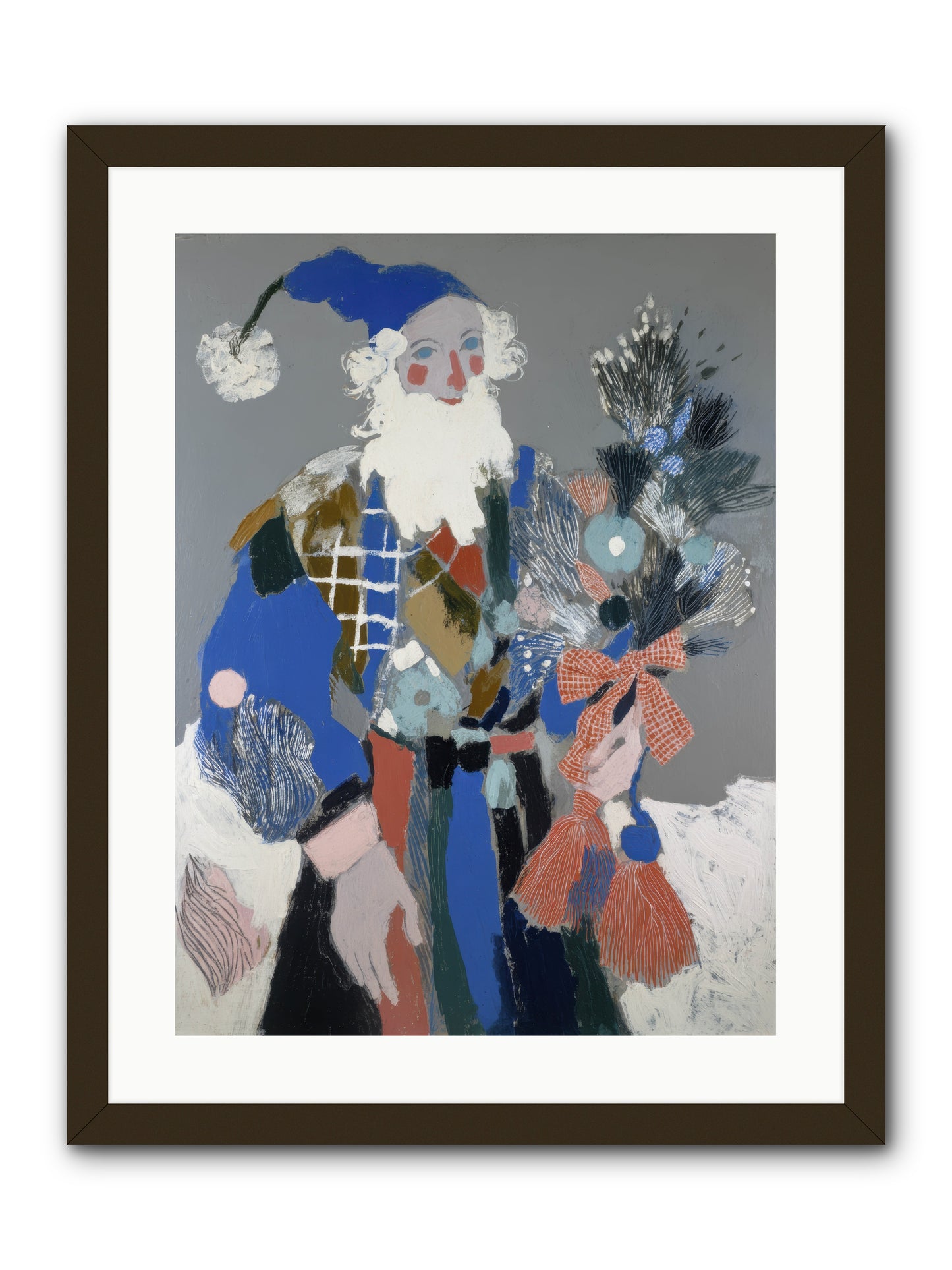 Lavender Fields & Starry Nights Santa -- Framed Print - Black 18x24
