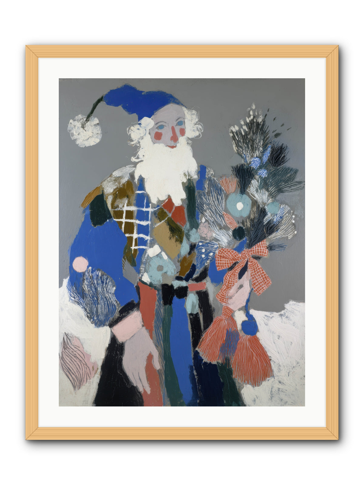 Lavender Fields & Starry Nights Santa -- Framed Print - Natural 24x32
