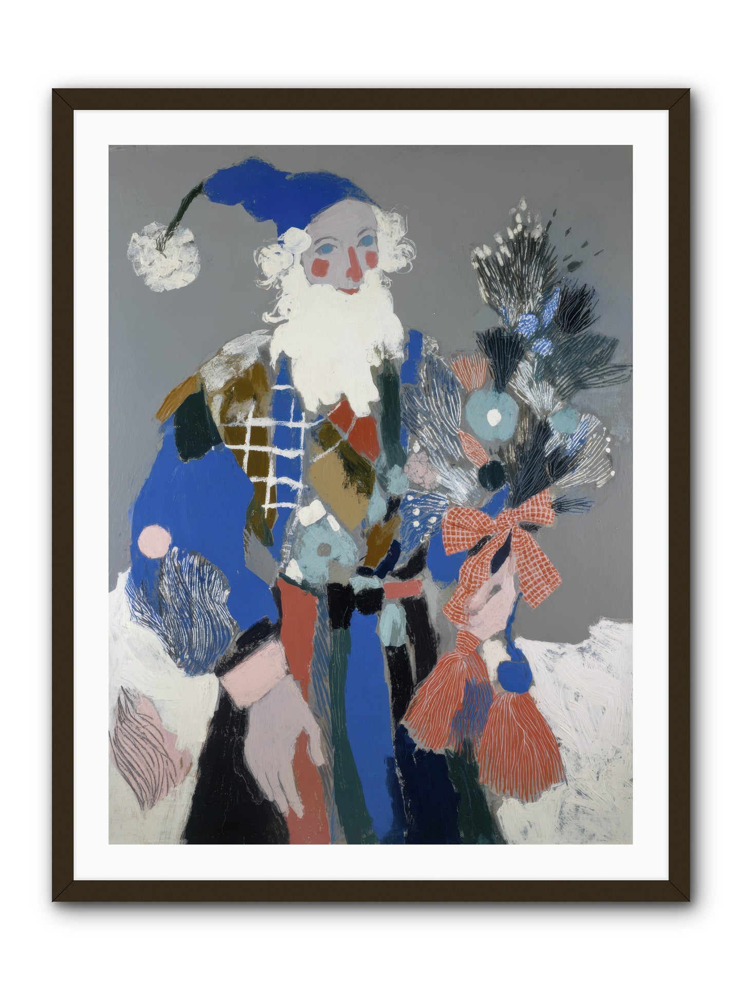 Lavender Fields & Starry Nights Santa -- Framed Print - Black 30x40