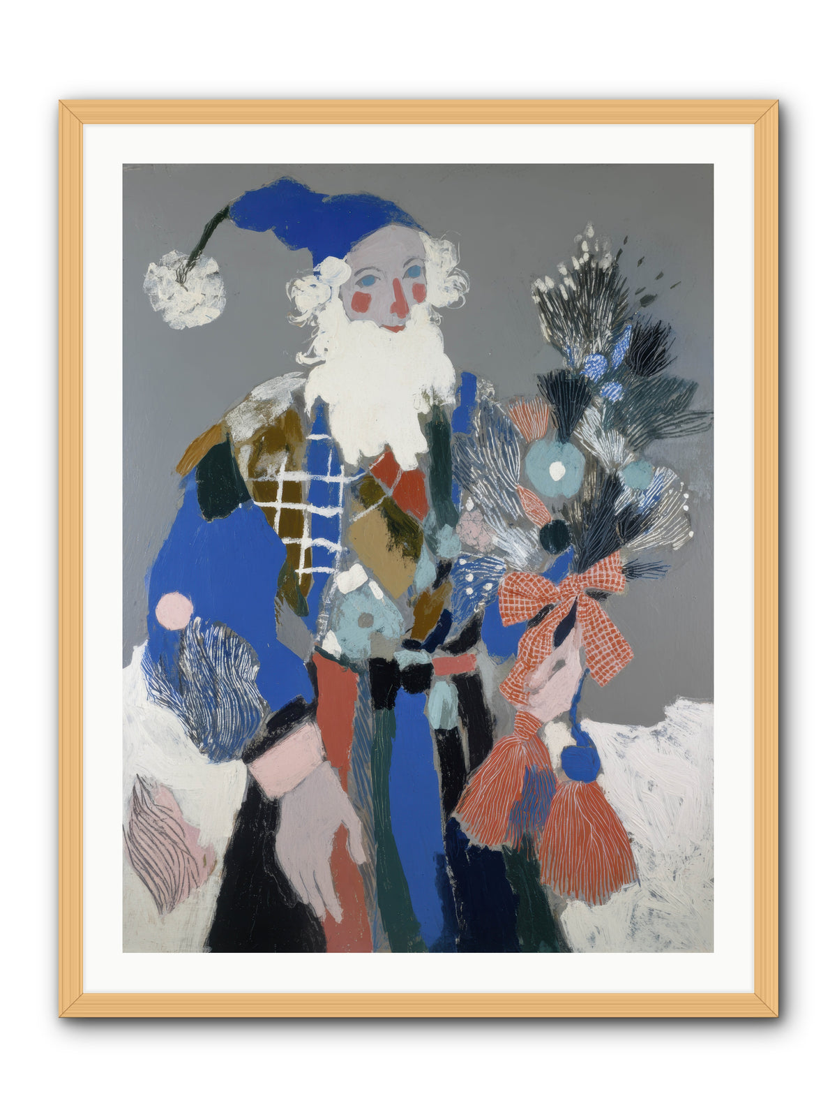 Lavender Fields & Starry Nights Santa -- Framed Print - Natural 30x40