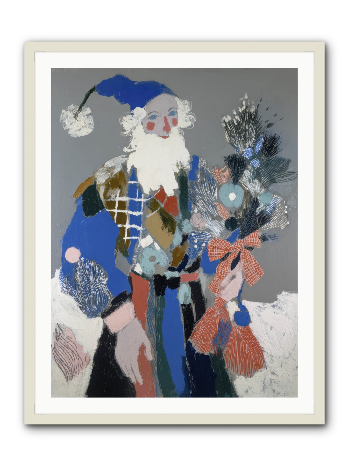 Lavender Fields & Starry Nights Santa -- Framed Print - White 30x40