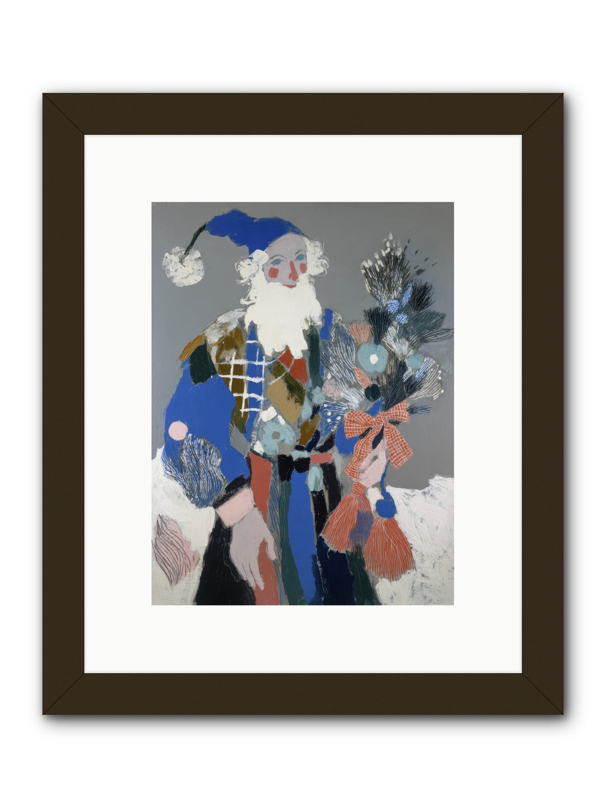 Lavender Fields & Starry Nights Santa -- Framed Print - Black 9x12