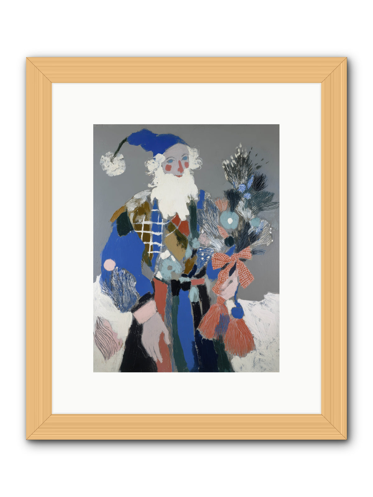 Lavender Fields & Starry Nights Santa -- Framed Print - Natural 9x12