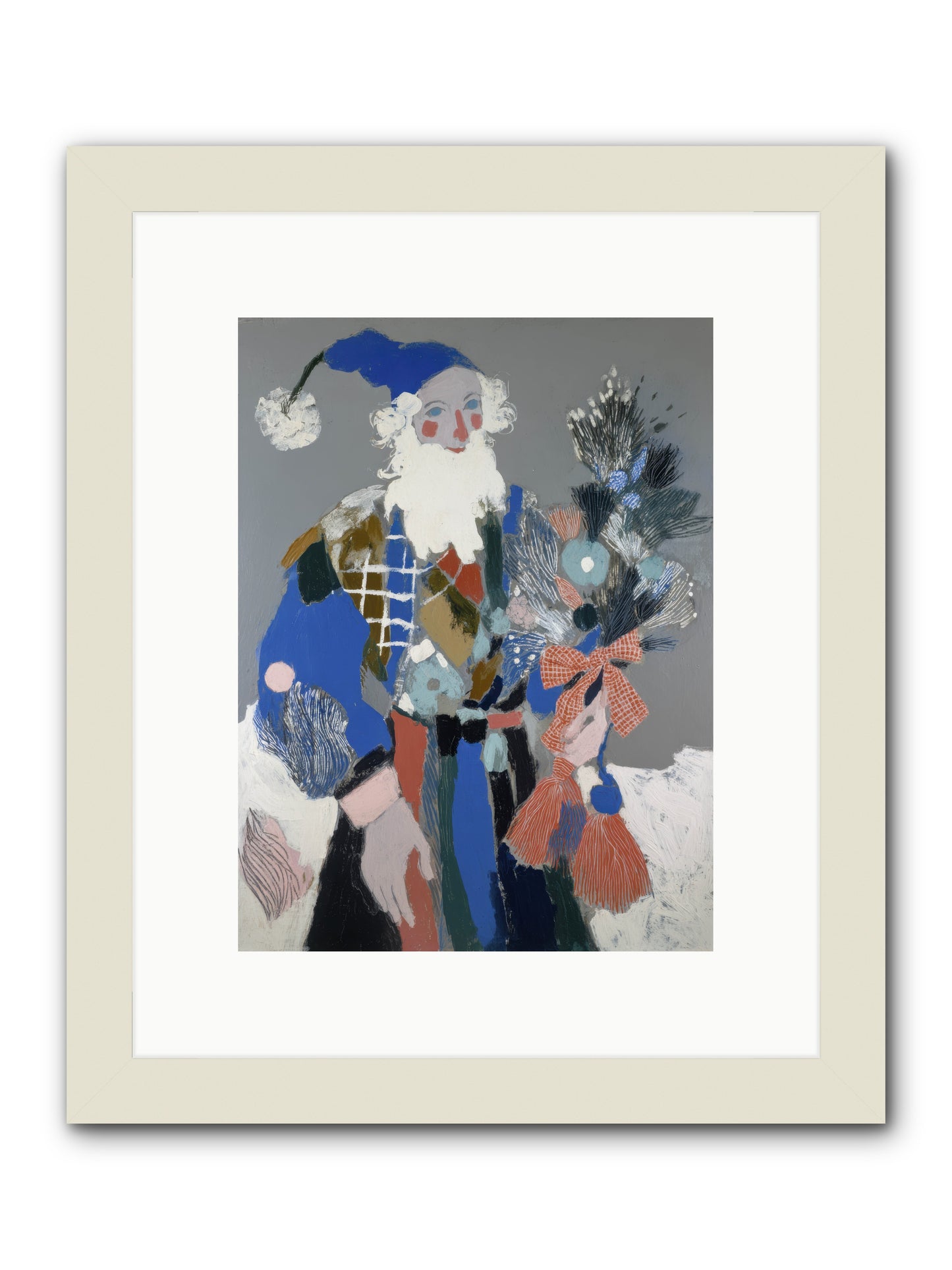 Lavender Fields & Starry Nights Santa -- Framed Print - White 9x12