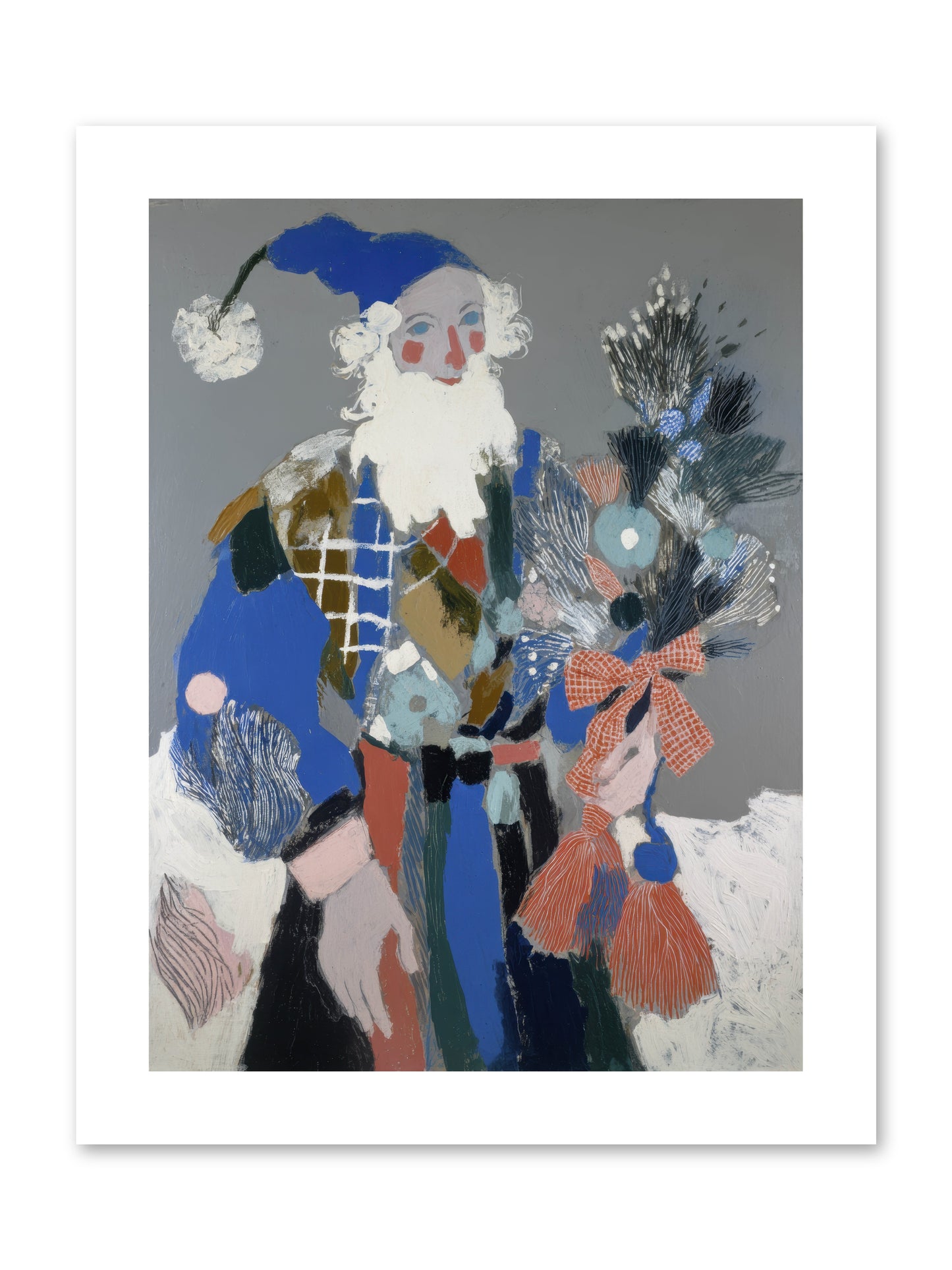 Lavender Fields & Starry Nights Santa -- Paper Print 9x12